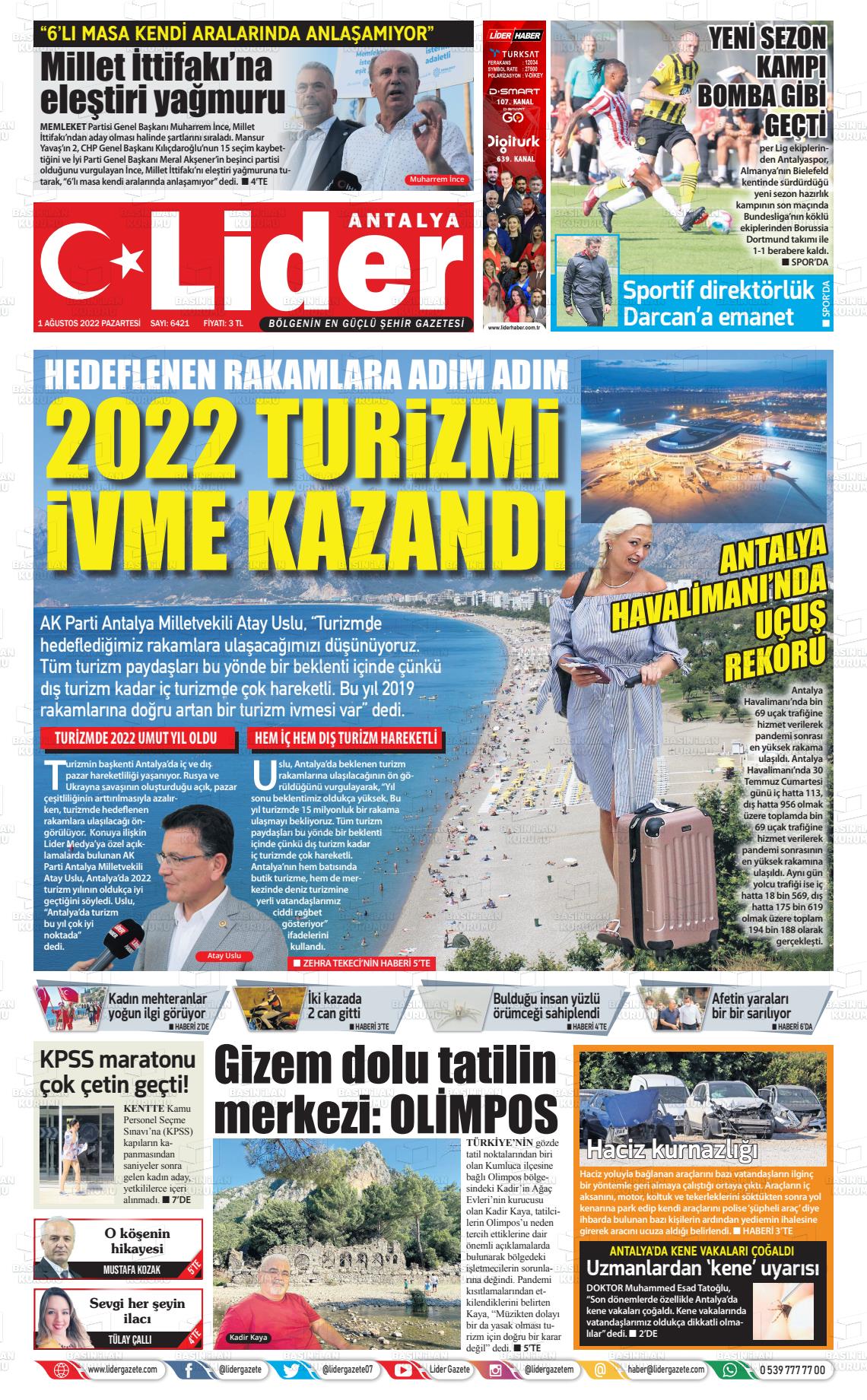 01 Ağustos 2022 Gazete Bir Gazete Manşeti