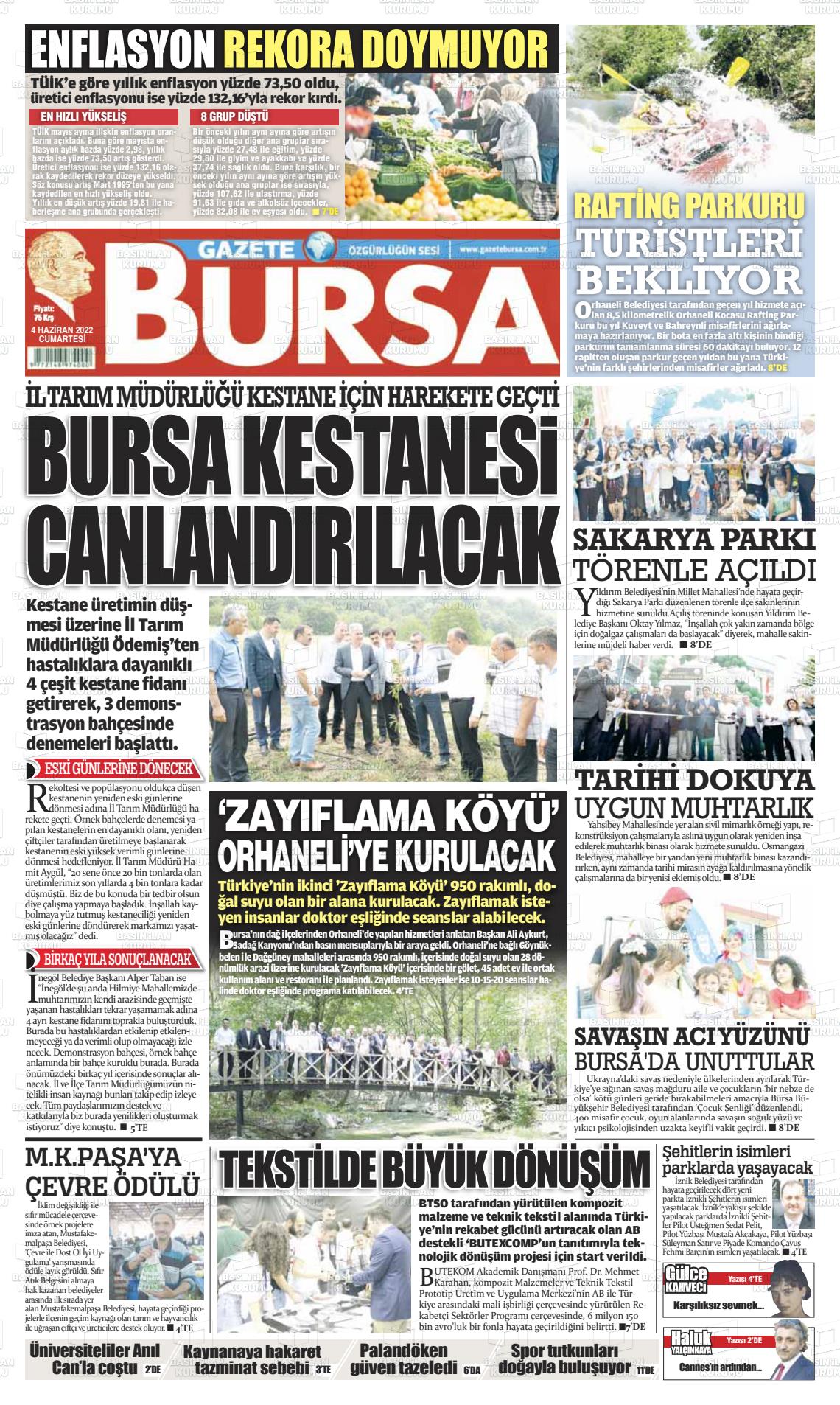 04 Haziran 2022 Gazete Bursa Gazete Manşeti