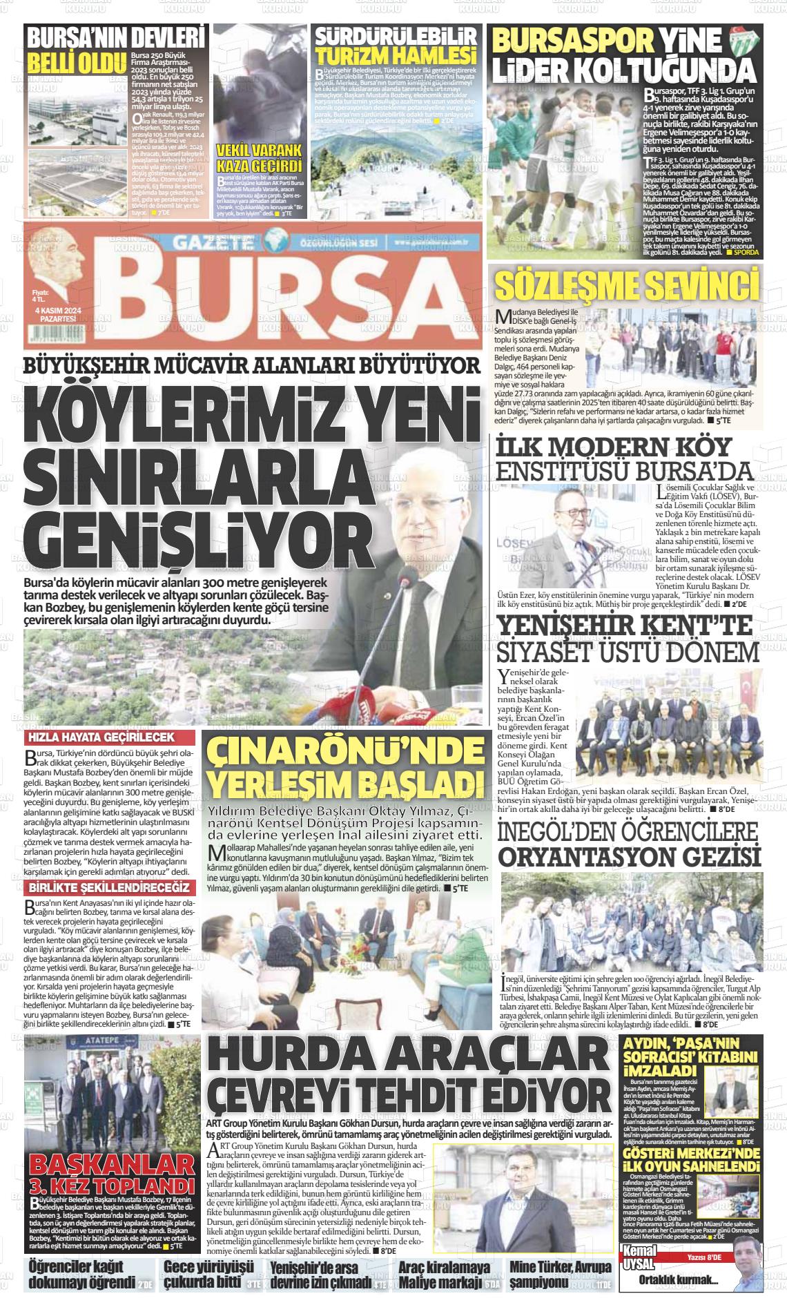 04 Kasım 2024 Gazete Bursa Gazete Manşeti