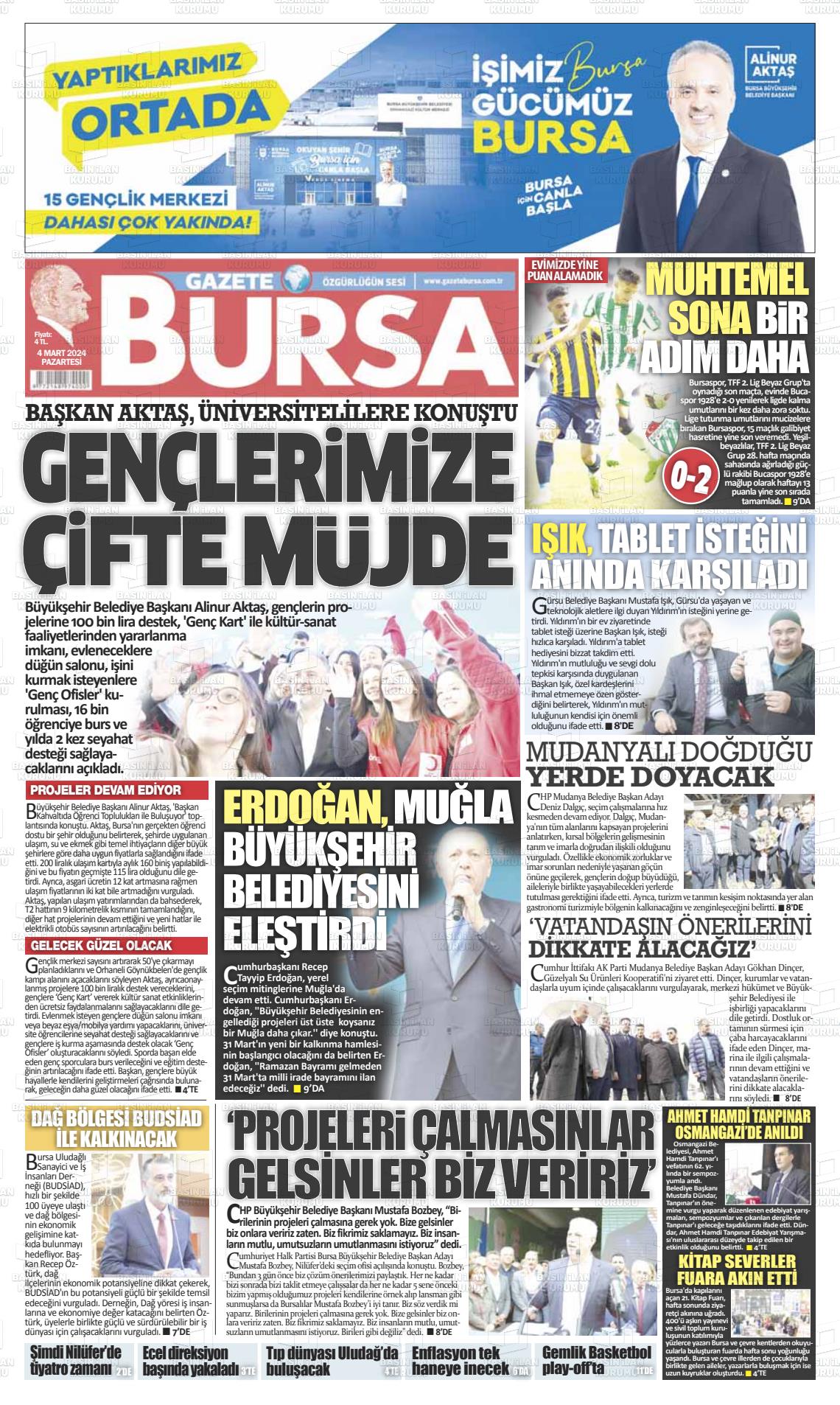 04 Mart 2024 Gazete Bursa Gazete Manşeti