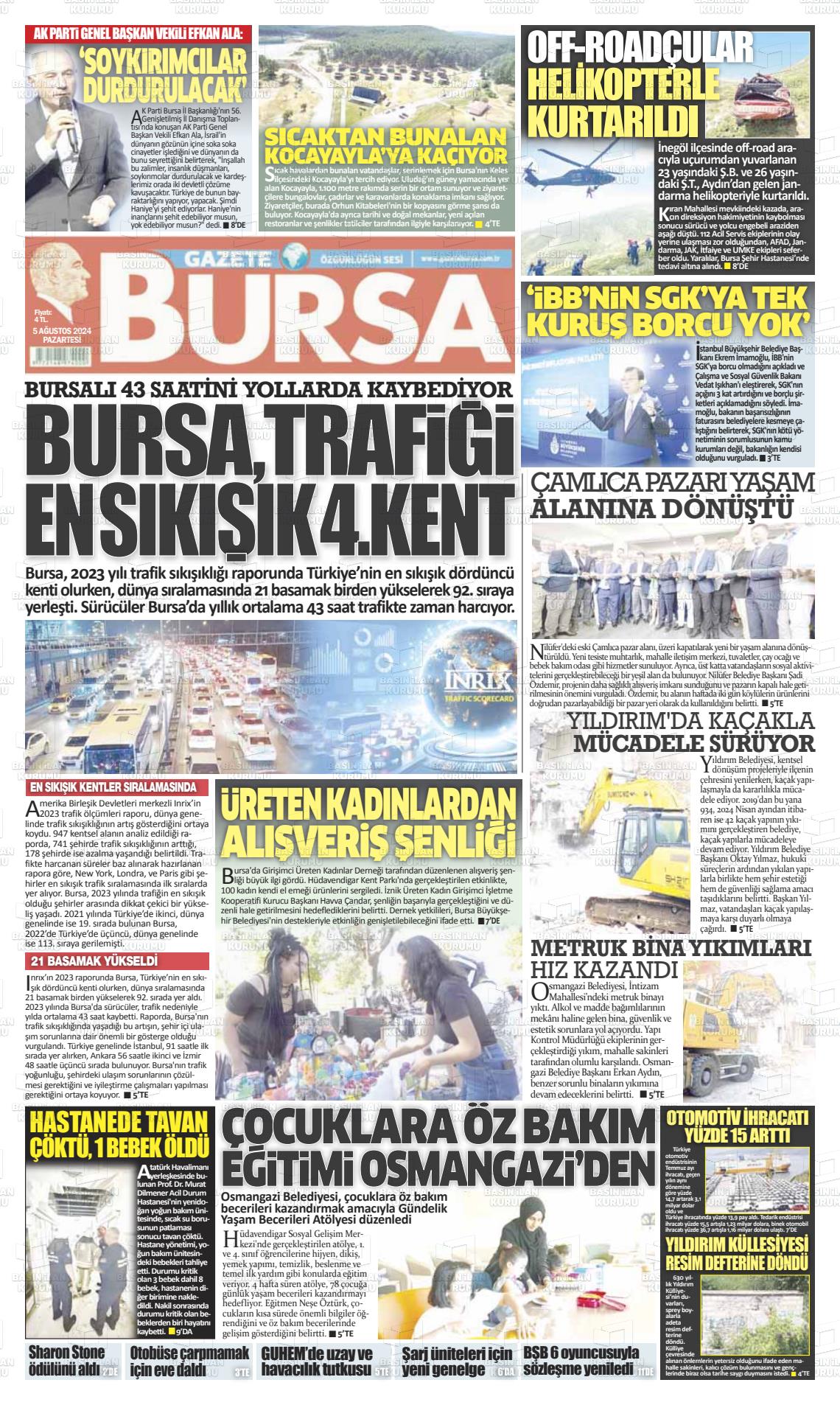 05 Ağustos 2024 Gazete Bursa Gazete Manşeti