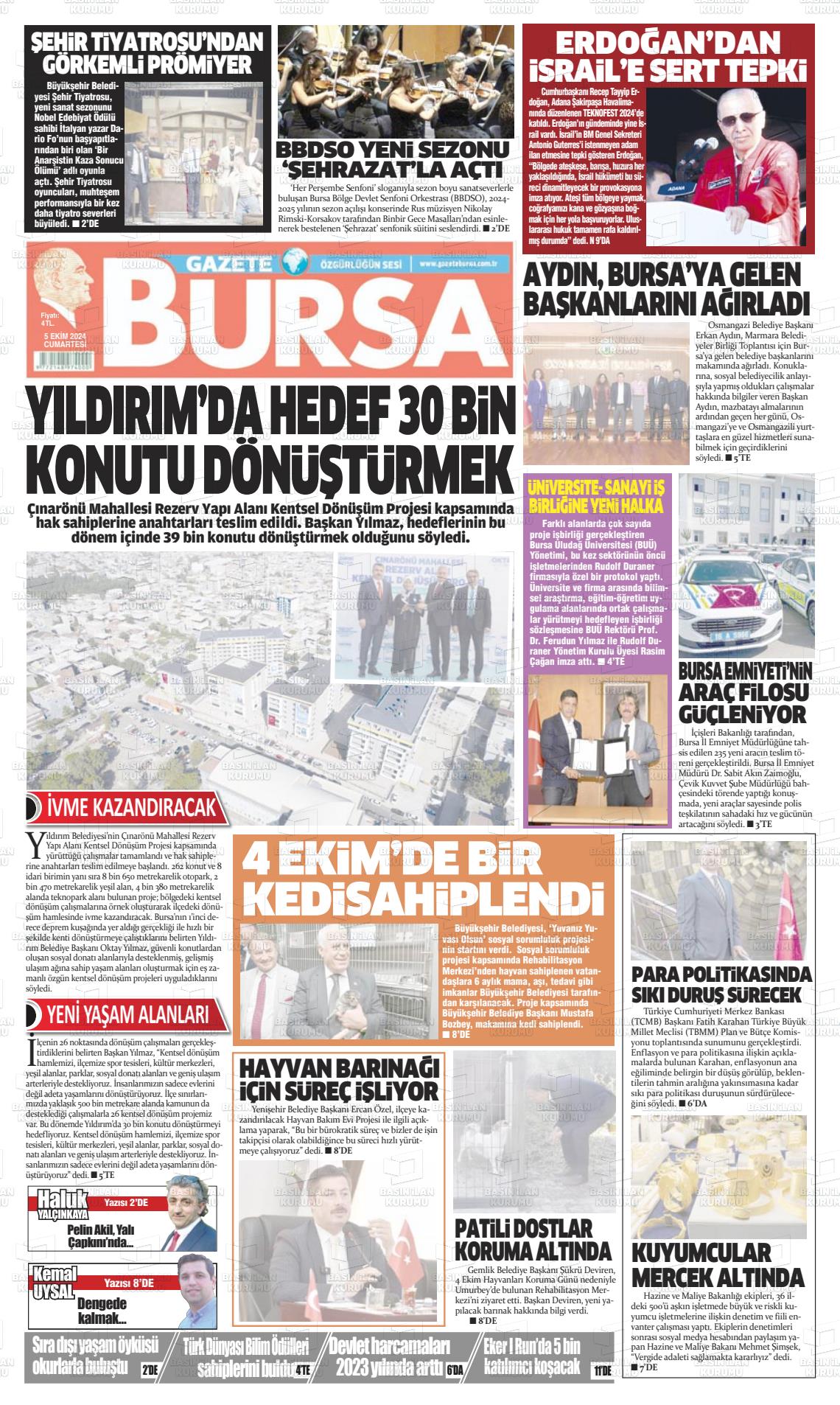 05 Ekim 2024 Gazete Bursa Gazete Manşeti