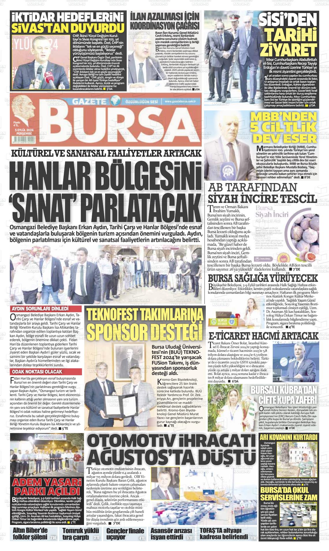 05 Eylül 2024 Gazete Bursa Gazete Manşeti