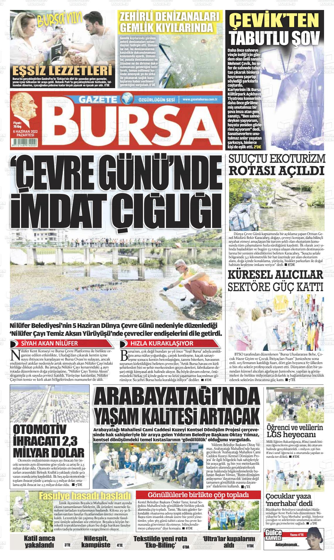 06 Haziran 2022 Gazete Bursa Gazete Manşeti