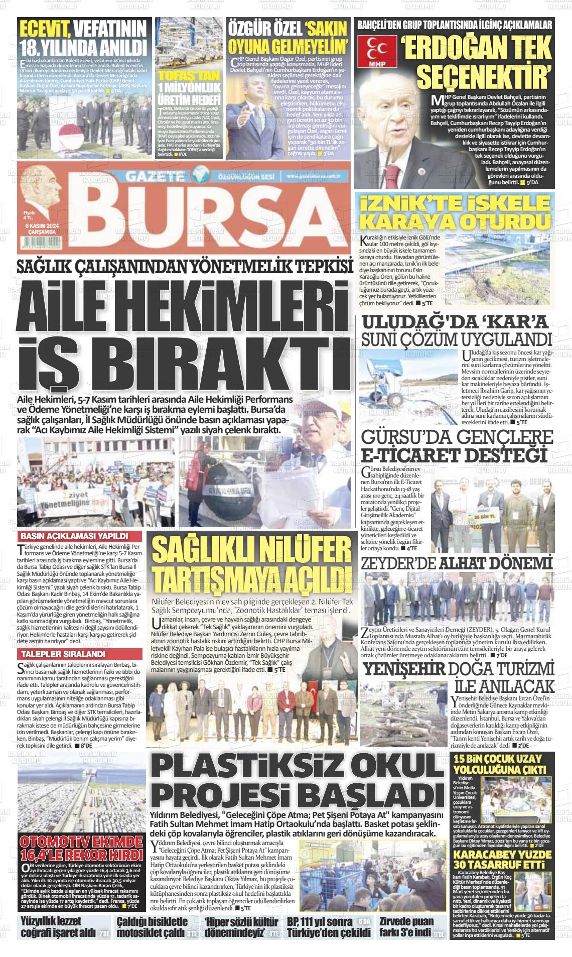 06 Kasım 2024 Gazete Bursa Gazete Manşeti