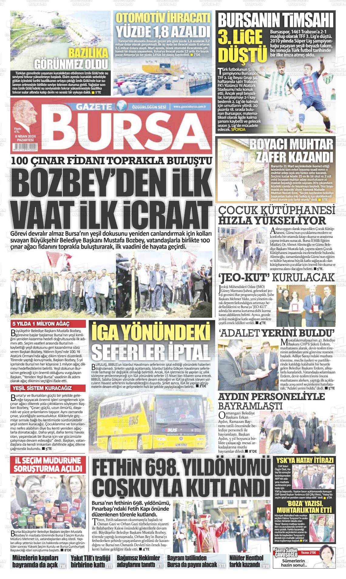 08 Nisan 2024 Gazete Bursa Gazete Manşeti