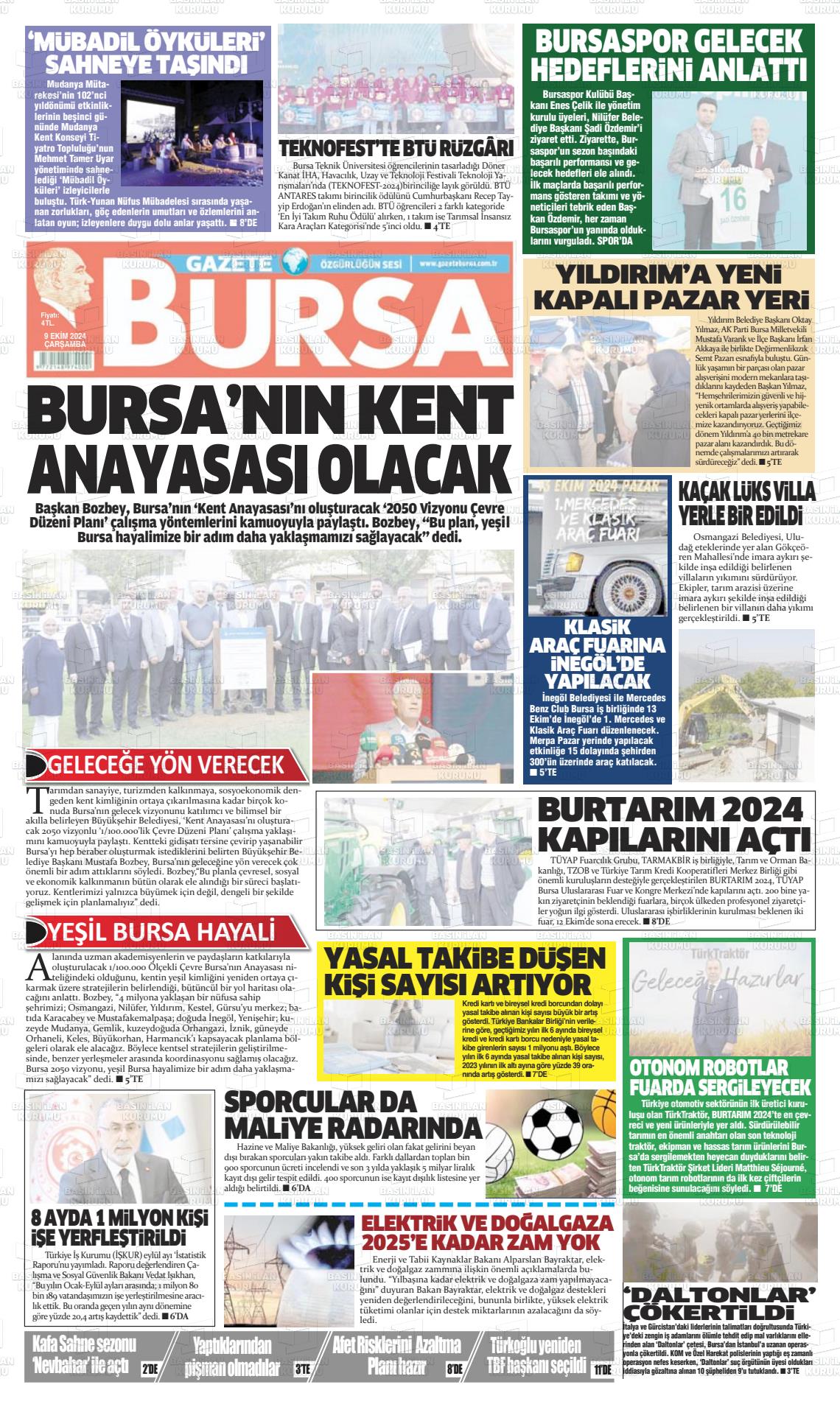 09 Ekim 2024 Gazete Bursa Gazete Manşeti