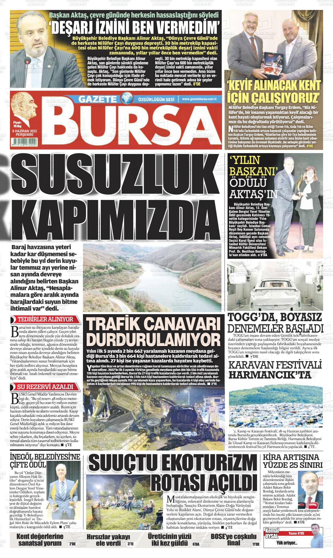 09 Haziran 2022 Gazete Bursa Gazete Manşeti