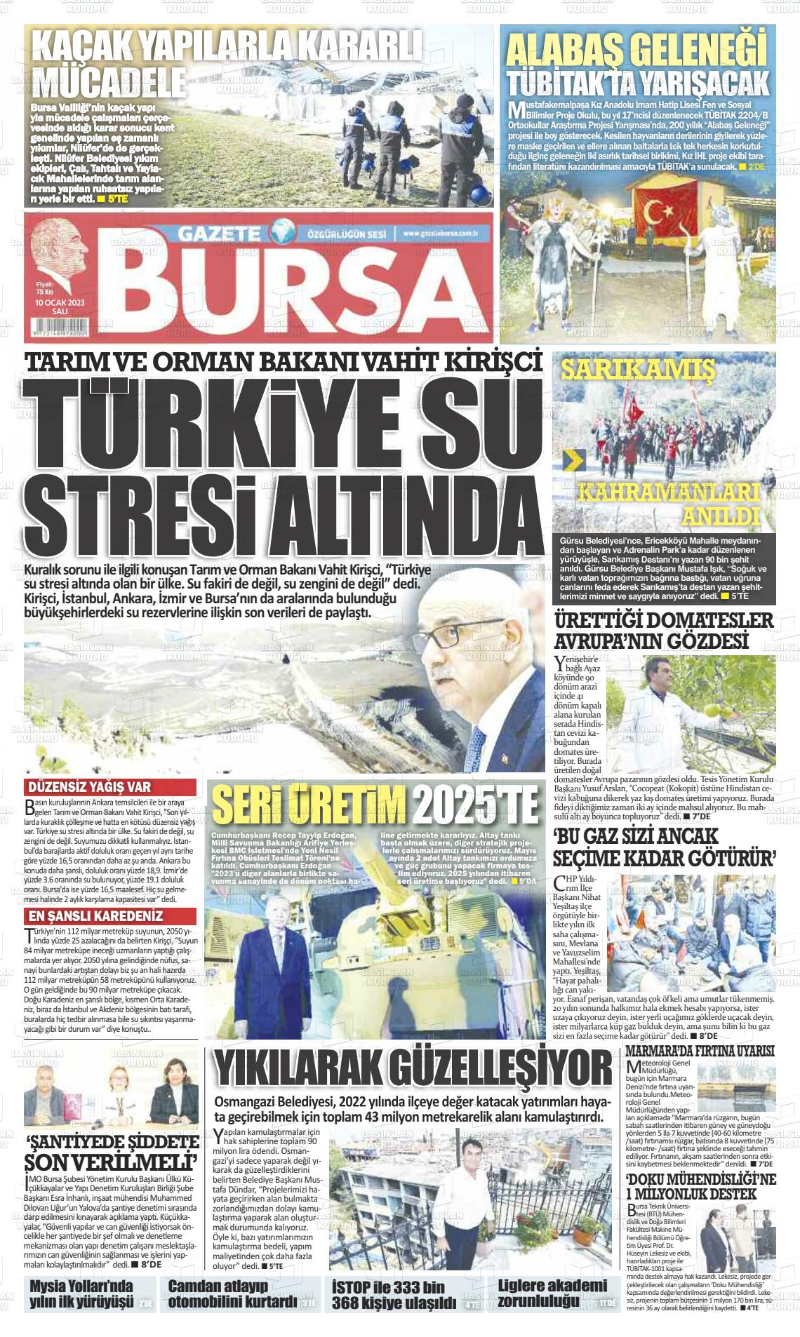 11 Ocak 2023 Gazete Bursa Gazete Manşeti