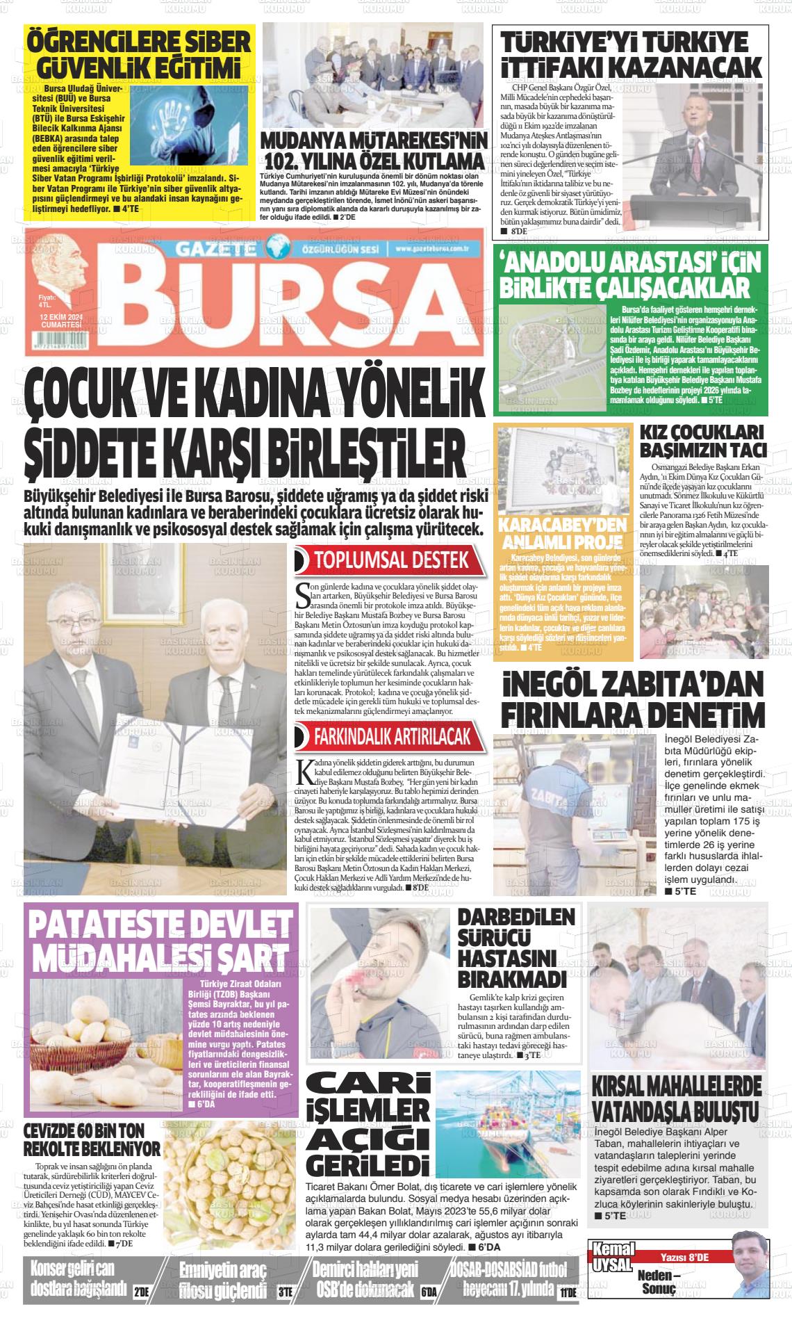 12 Ekim 2024 Gazete Bursa Gazete Manşeti