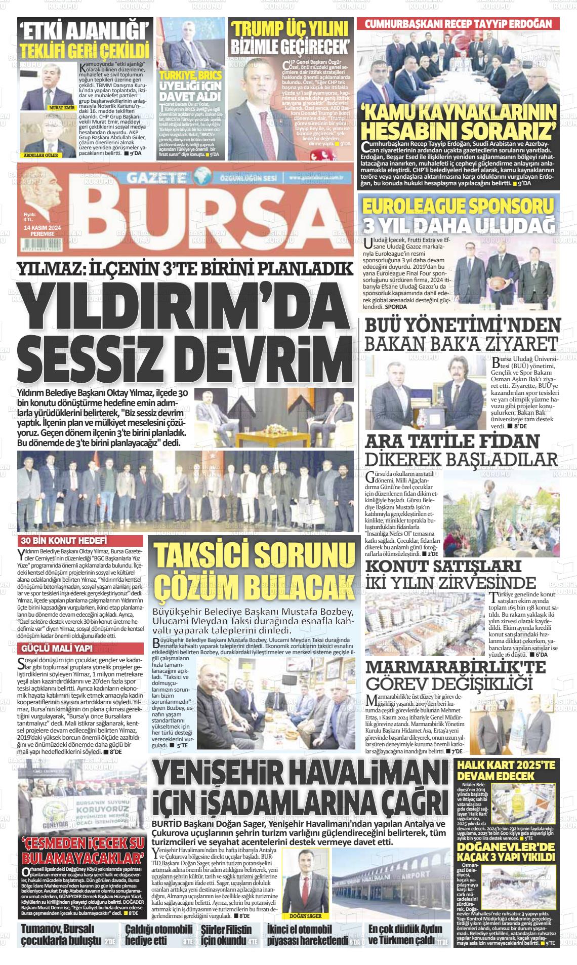 14 Kasım 2024 Gazete Bursa Gazete Manşeti