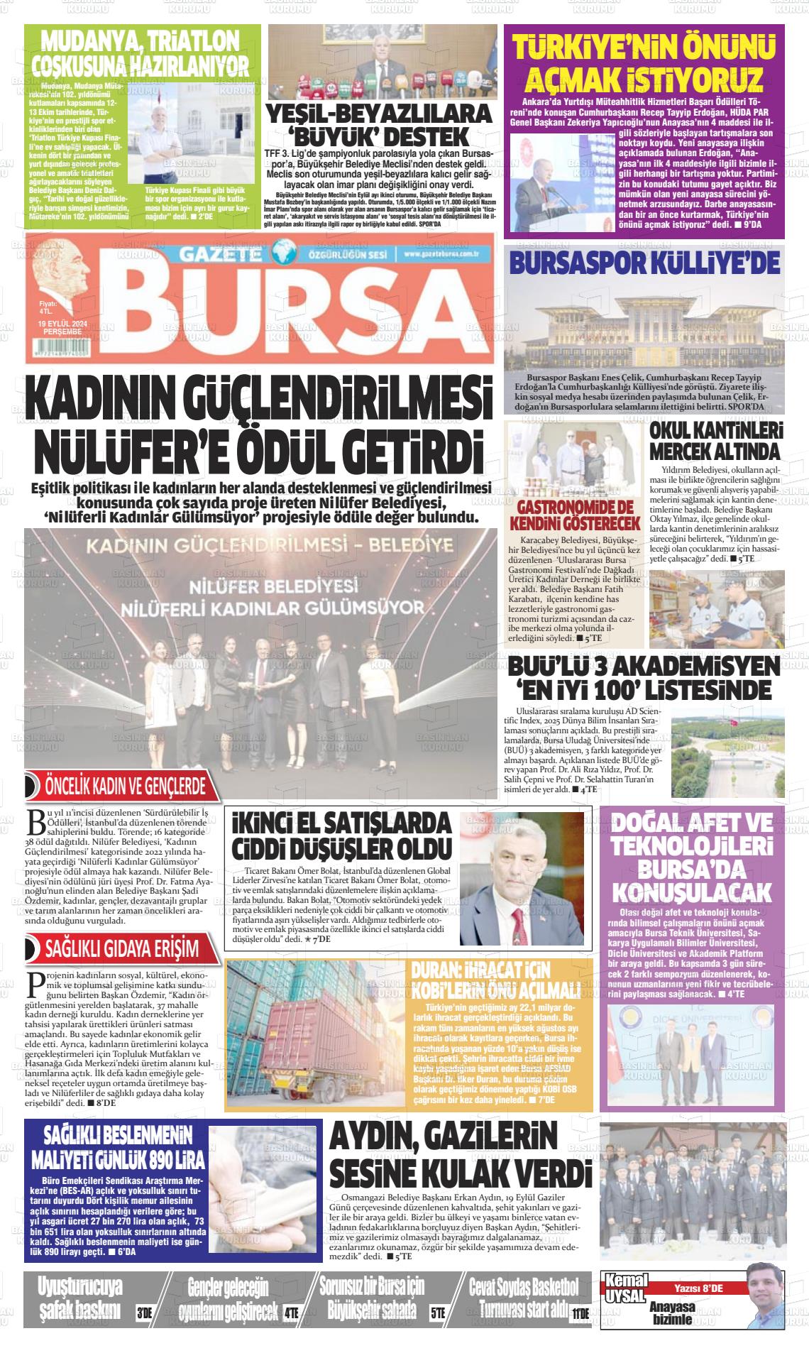 19 Eylül 2024 Gazete Bursa Gazete Manşeti