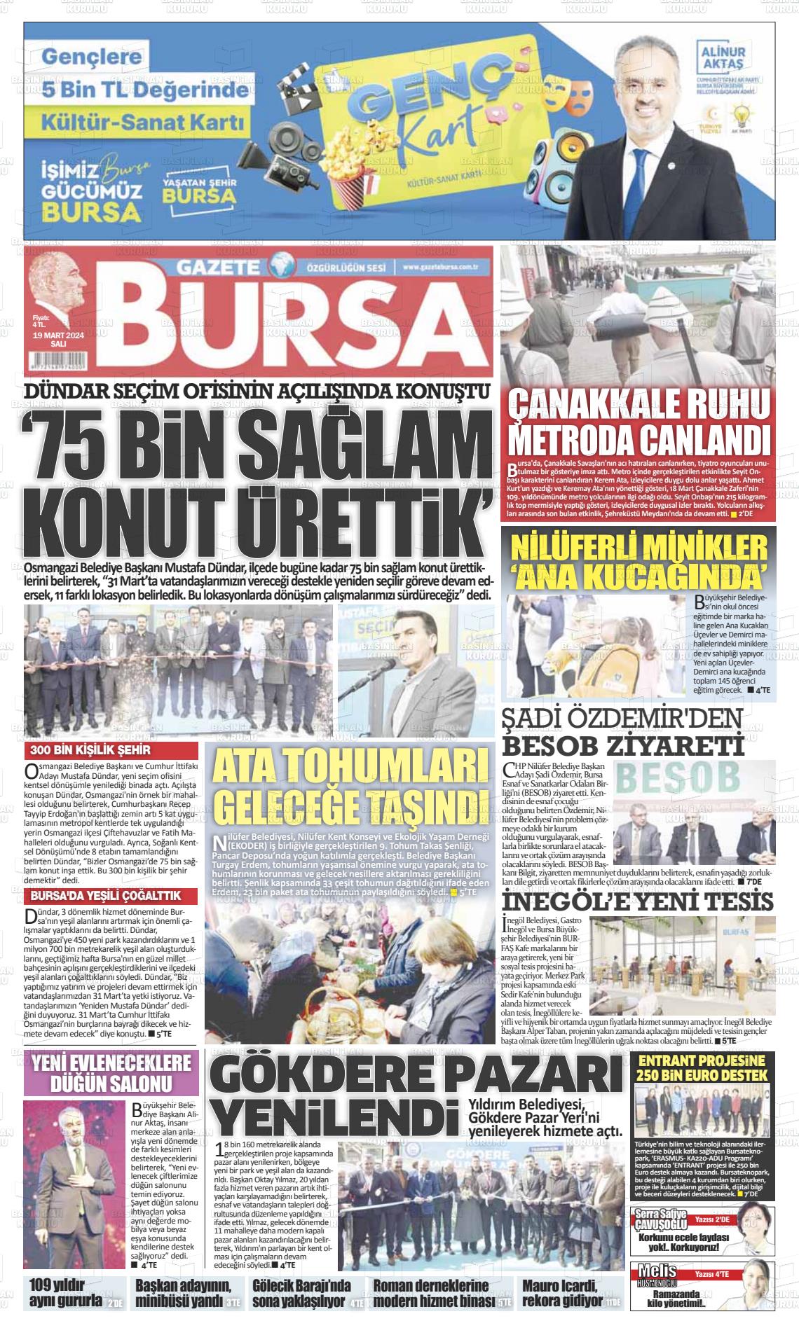 19 Mart 2024 Gazete Bursa Gazete Manşeti