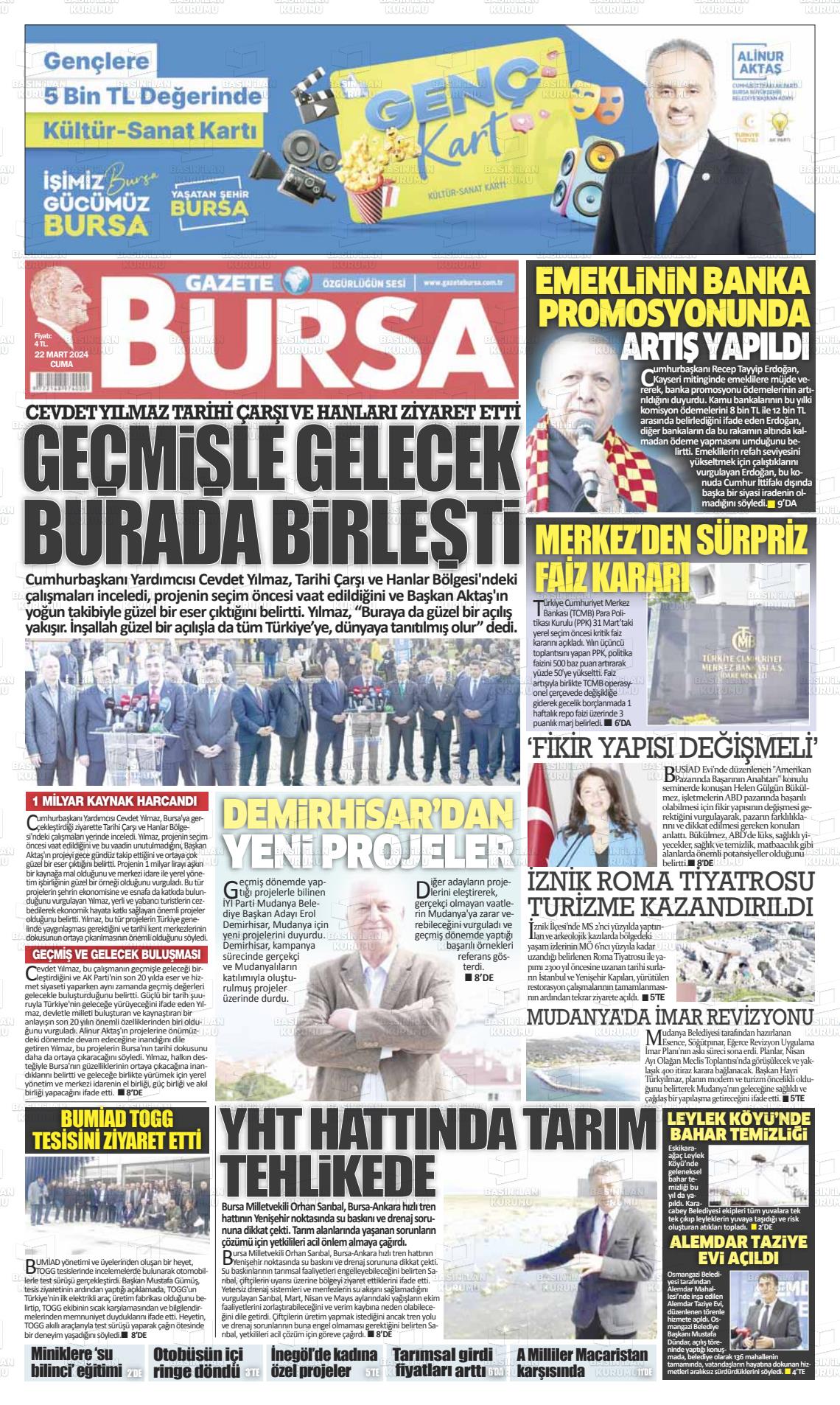 22 Mart 2024 Gazete Bursa Gazete Manşeti