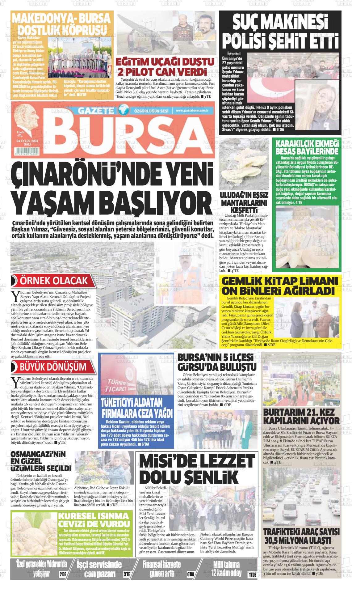 24 Eylül 2024 Gazete Bursa Gazete Manşeti