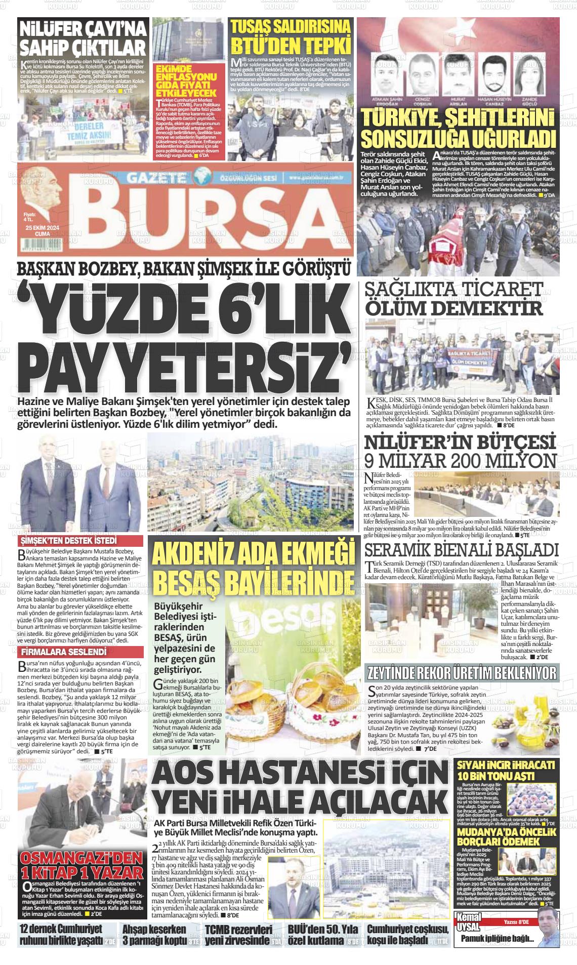 25 Ekim 2024 Gazete Bursa Gazete Manşeti