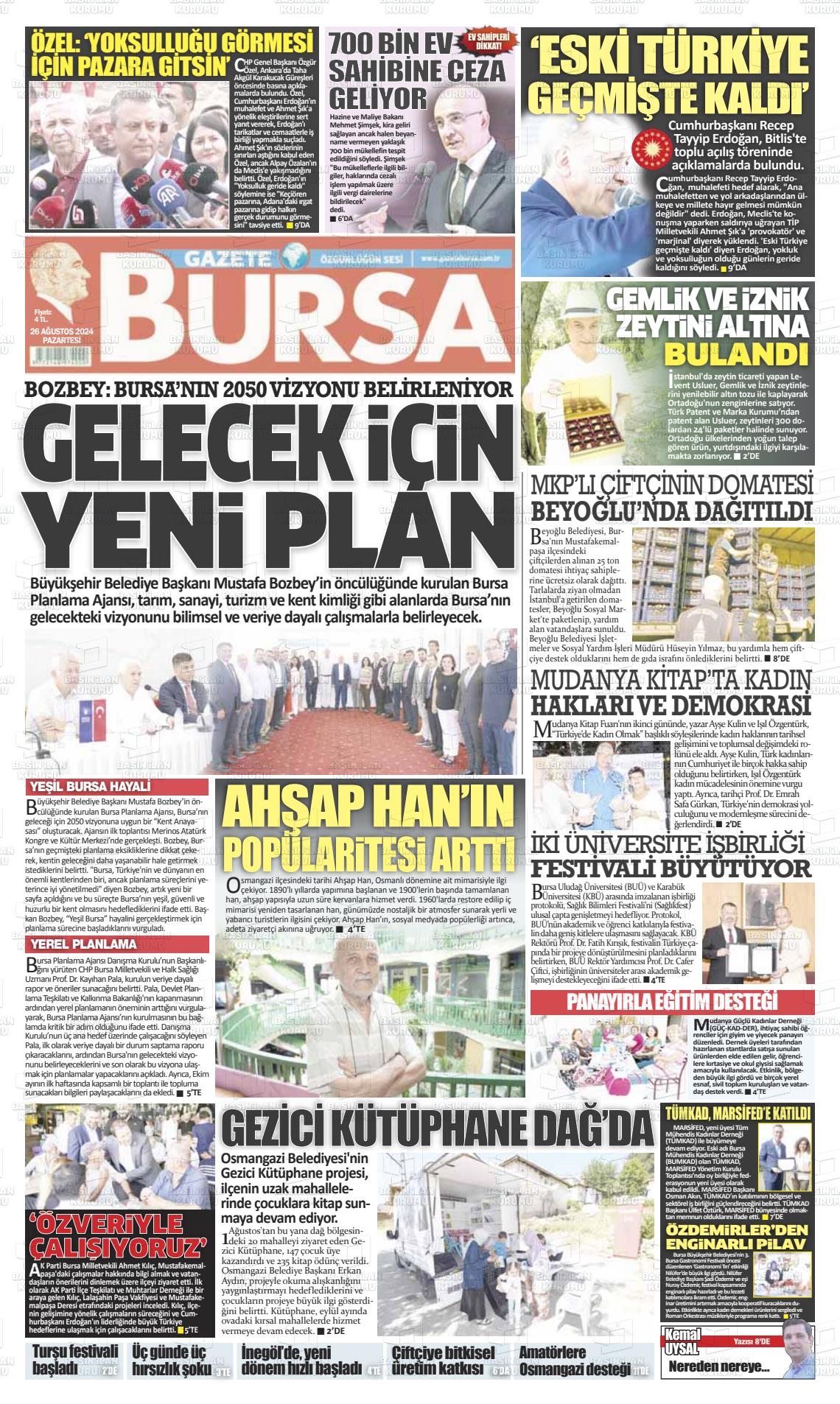 26 Ağustos 2024 Gazete Bursa Gazete Manşeti