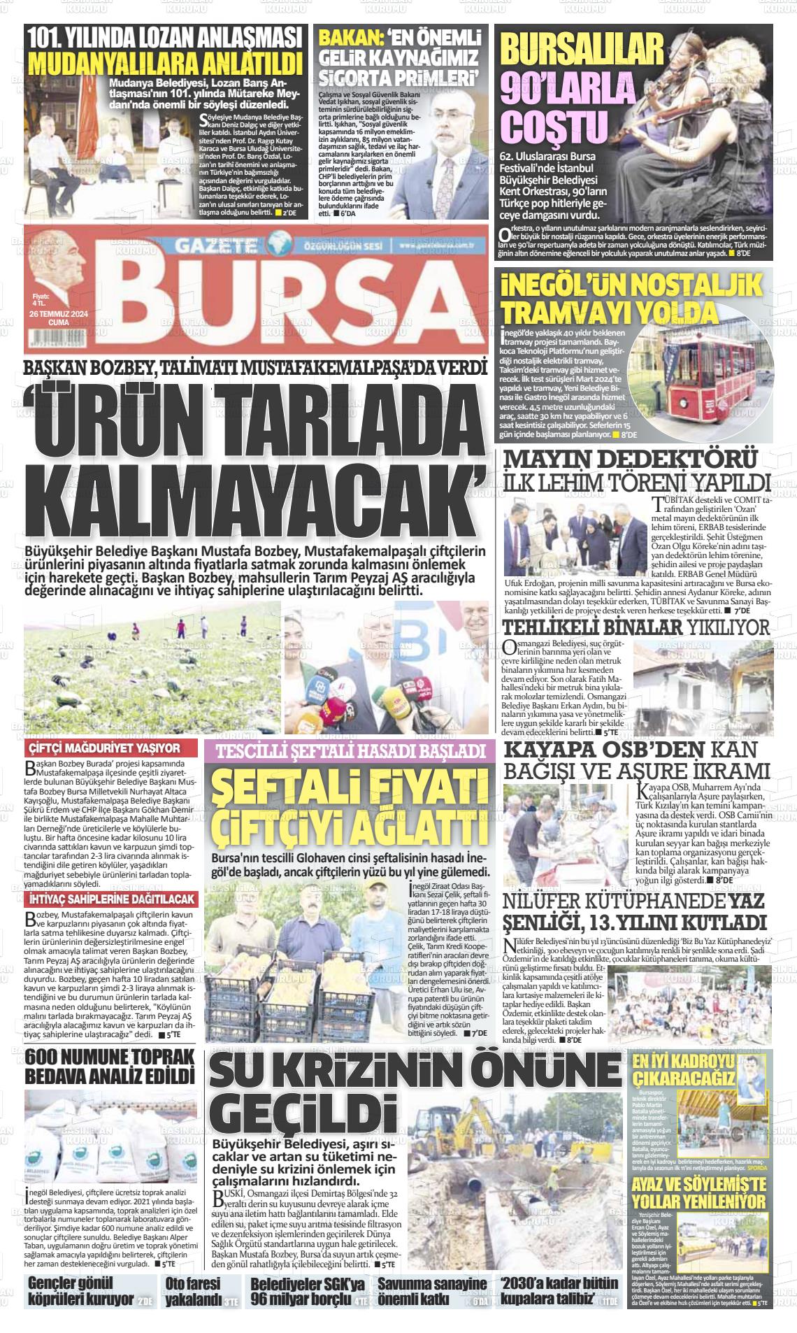 27 Temmuz 2024 Gazete Bursa Gazete Manşeti