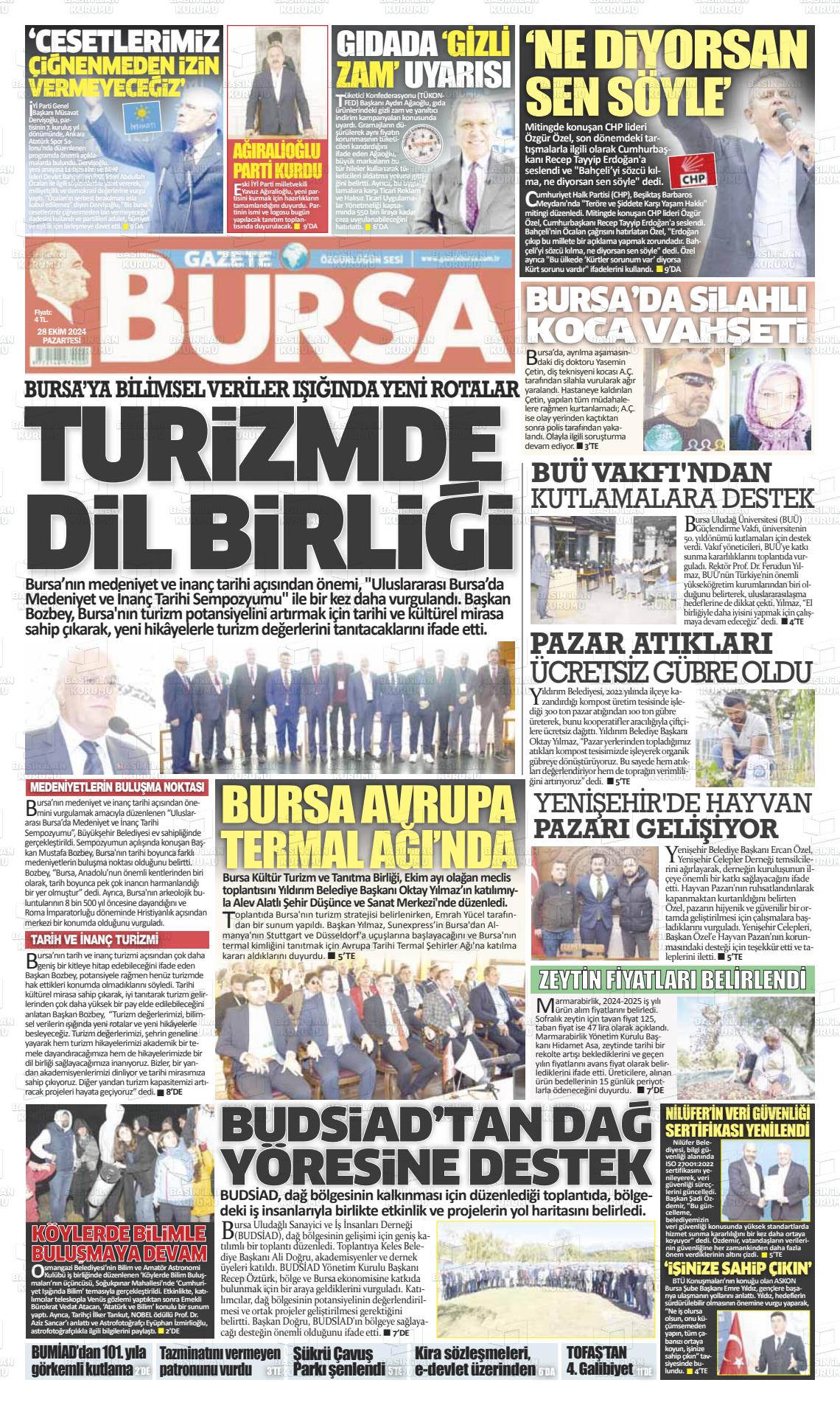 28 Ekim 2024 Gazete Bursa Gazete Manşeti