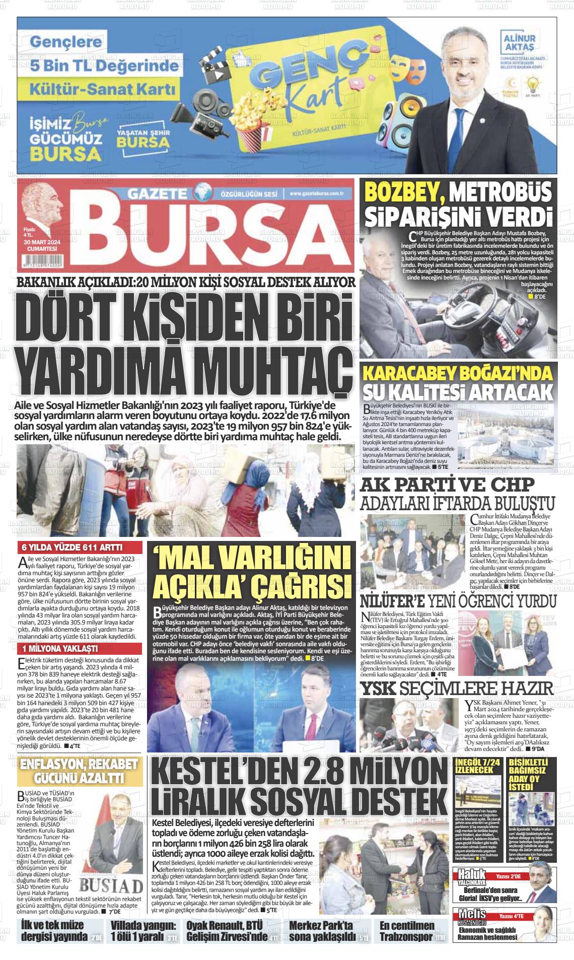 30 Mart 2024 Gazete Bursa Gazete Manşeti