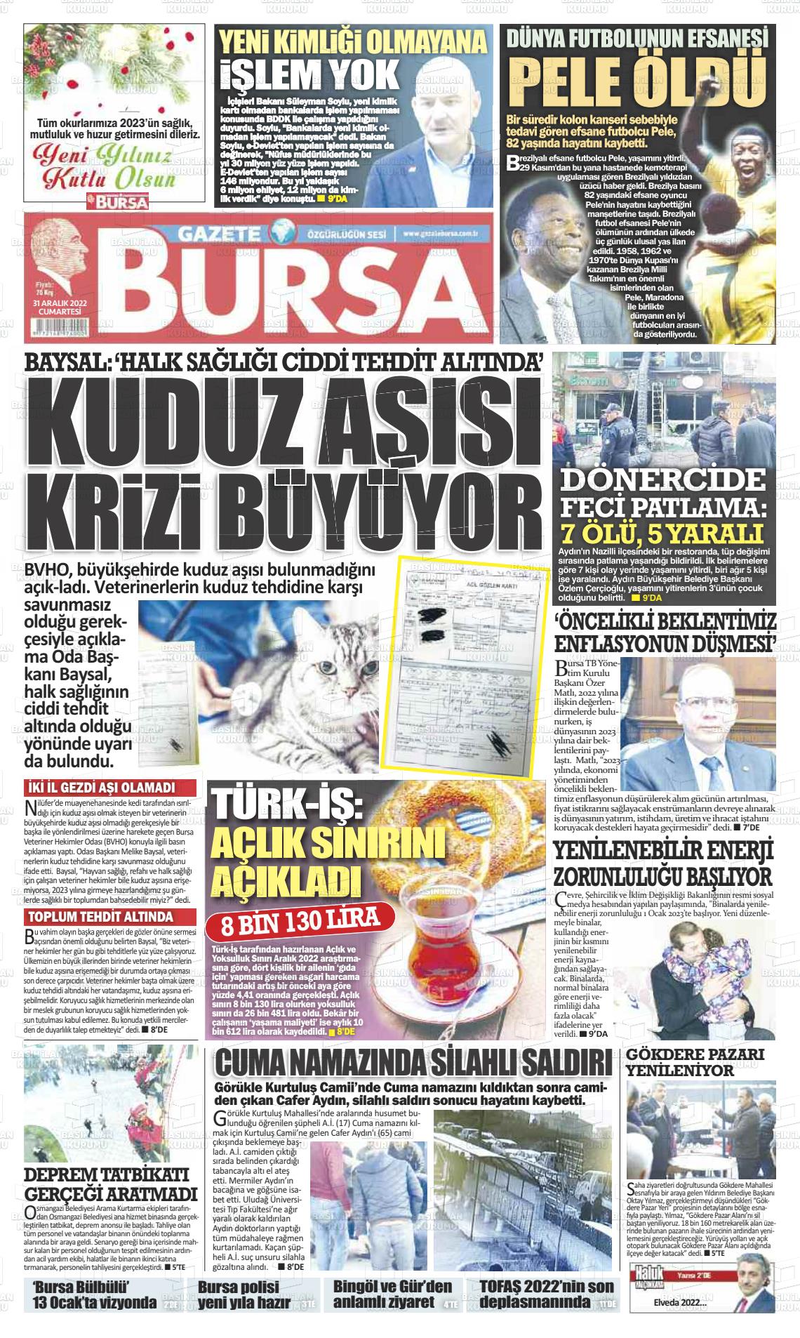 31 Aralık 2022 Gazete Bursa Gazete Manşeti