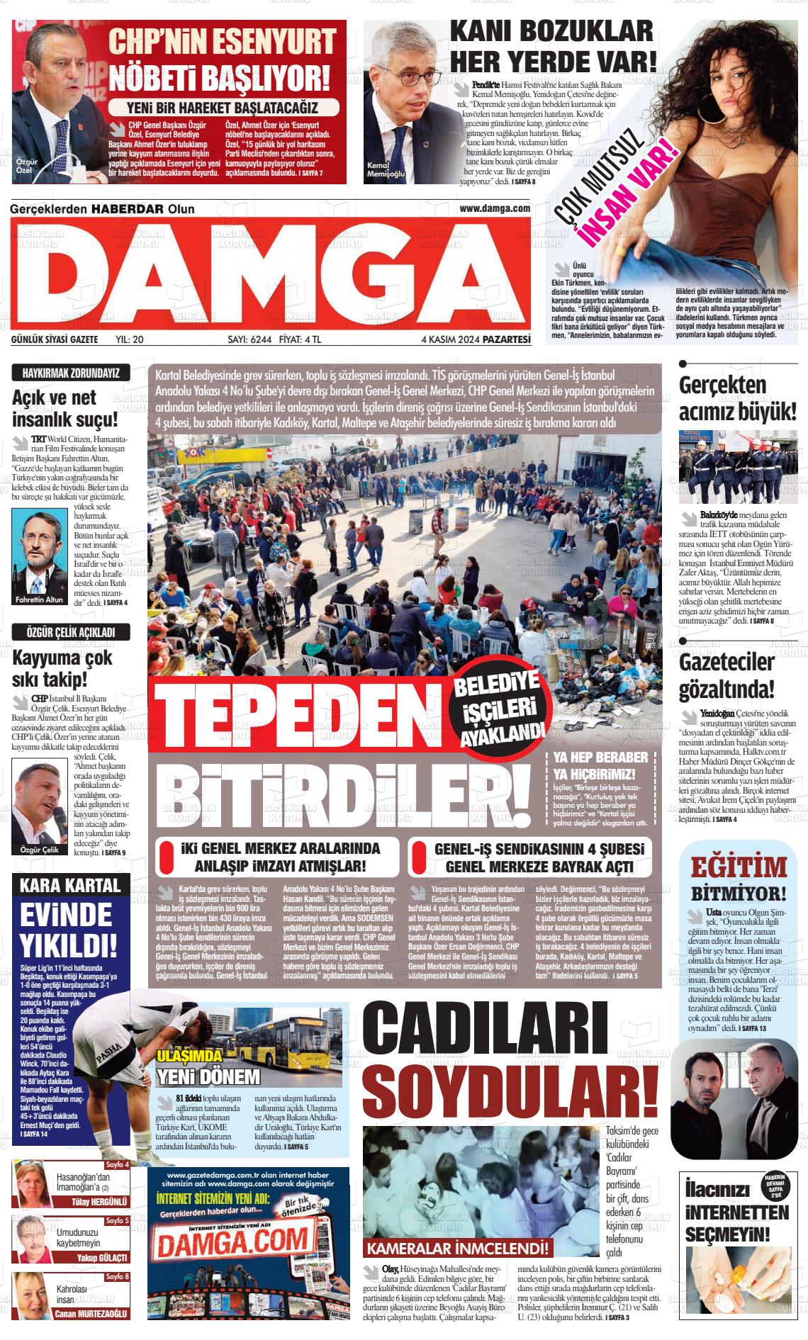 04 Kasım 2024 Gazete Damga Gazete Manşeti