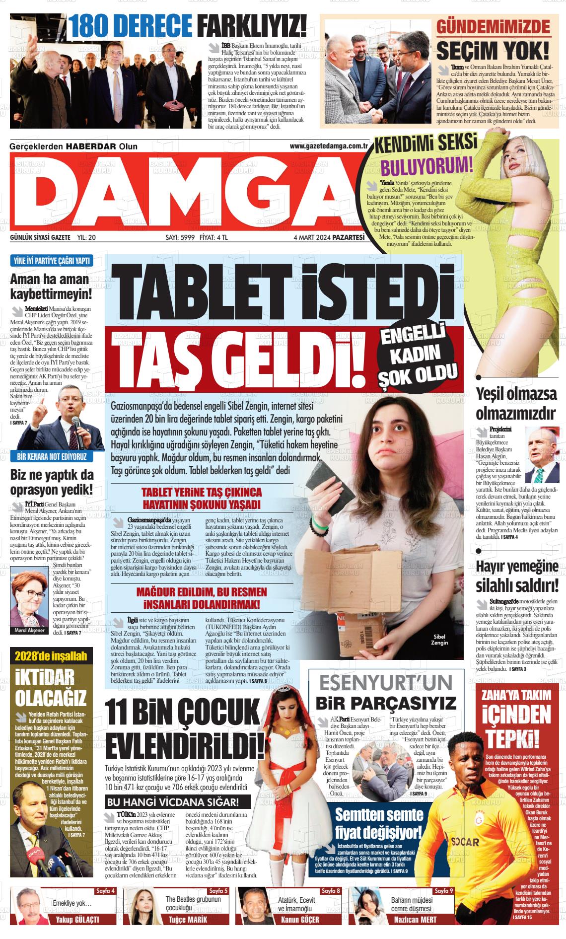 04 Mart 2024 Gazete Damga Gazete Manşeti