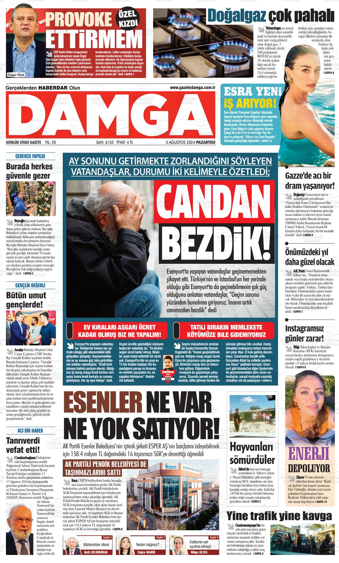 05 Ağustos 2024 Gazete Damga Gazete Manşeti