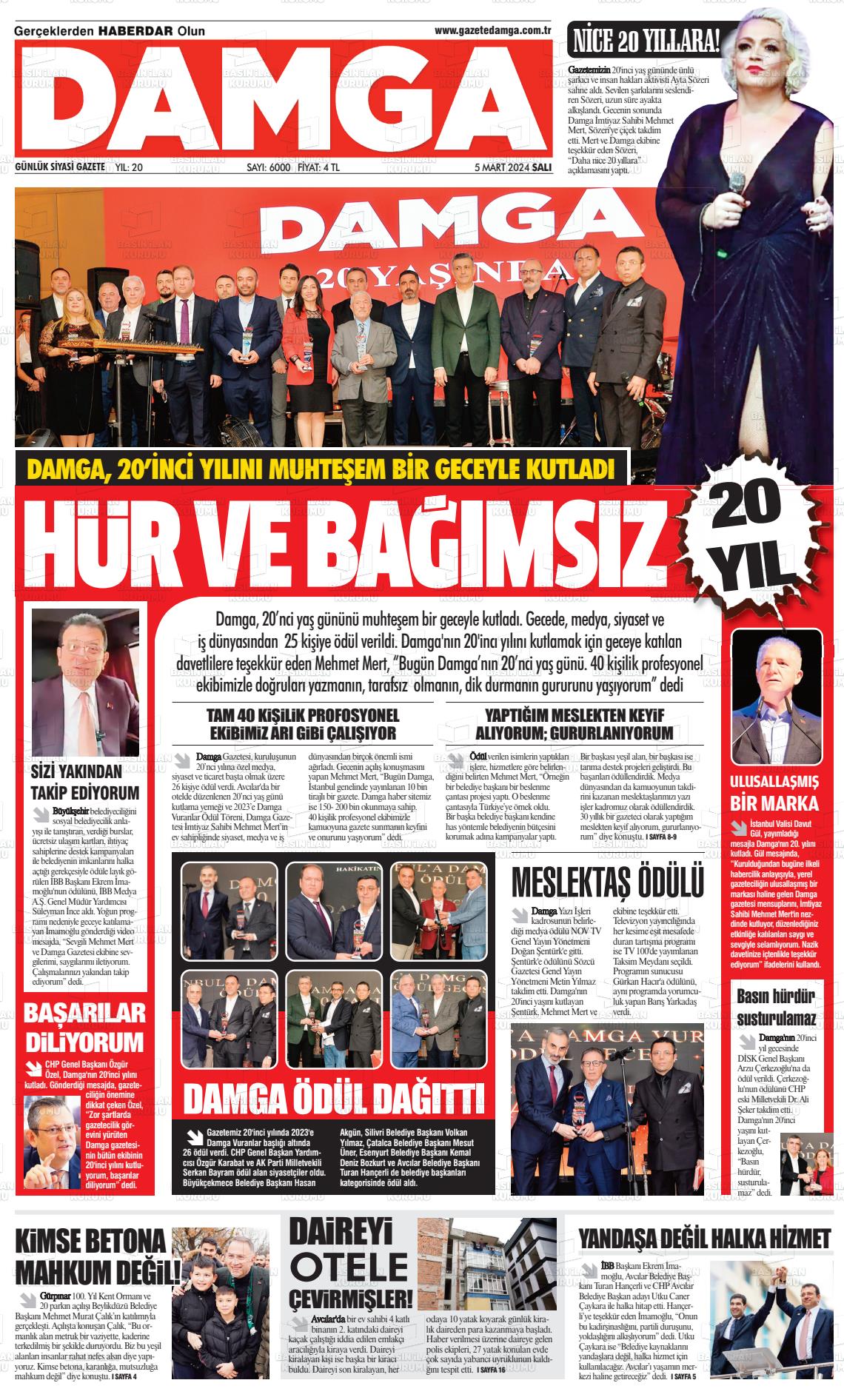 07 Mart 2024 Gazete Damga Gazete Manşeti