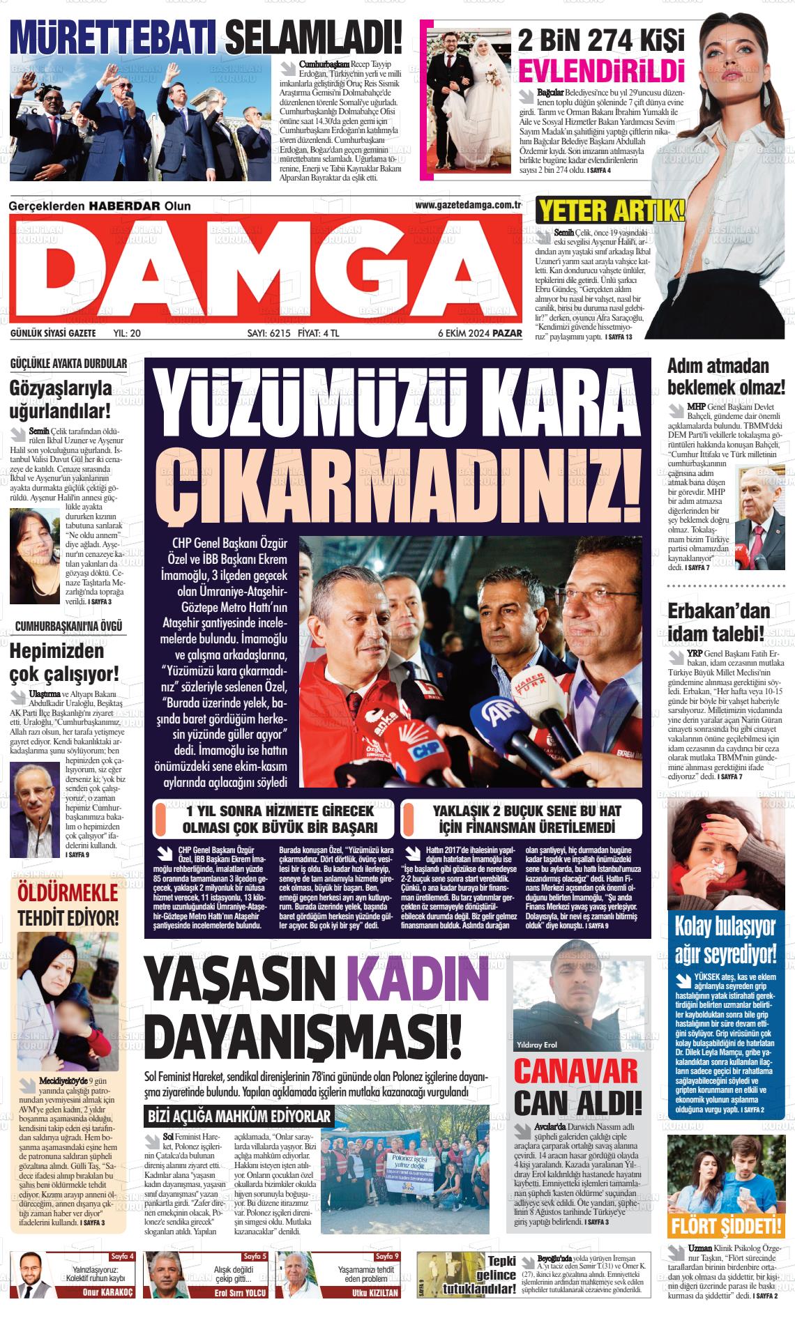 06 Ekim 2024 Gazete Damga Gazete Manşeti