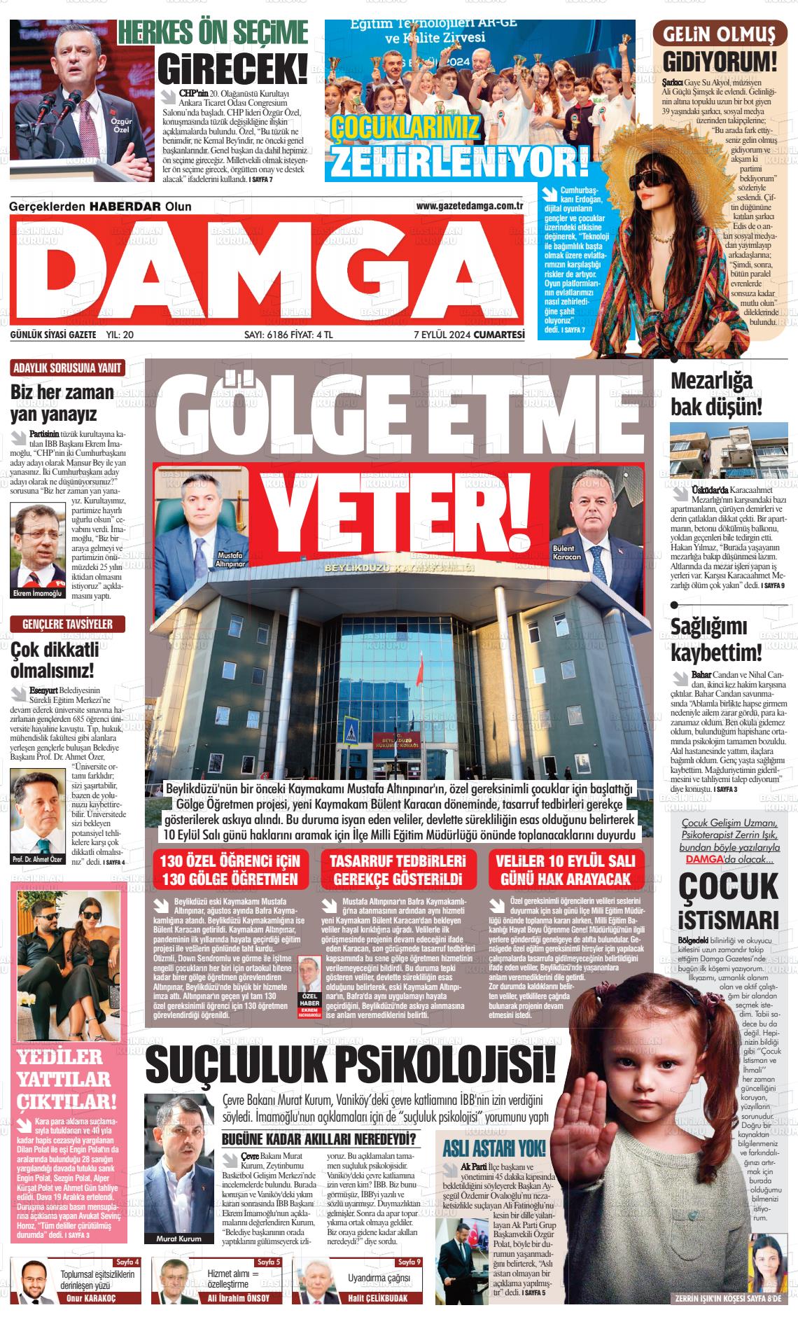 07 Eylül 2024 Gazete Damga Gazete Manşeti