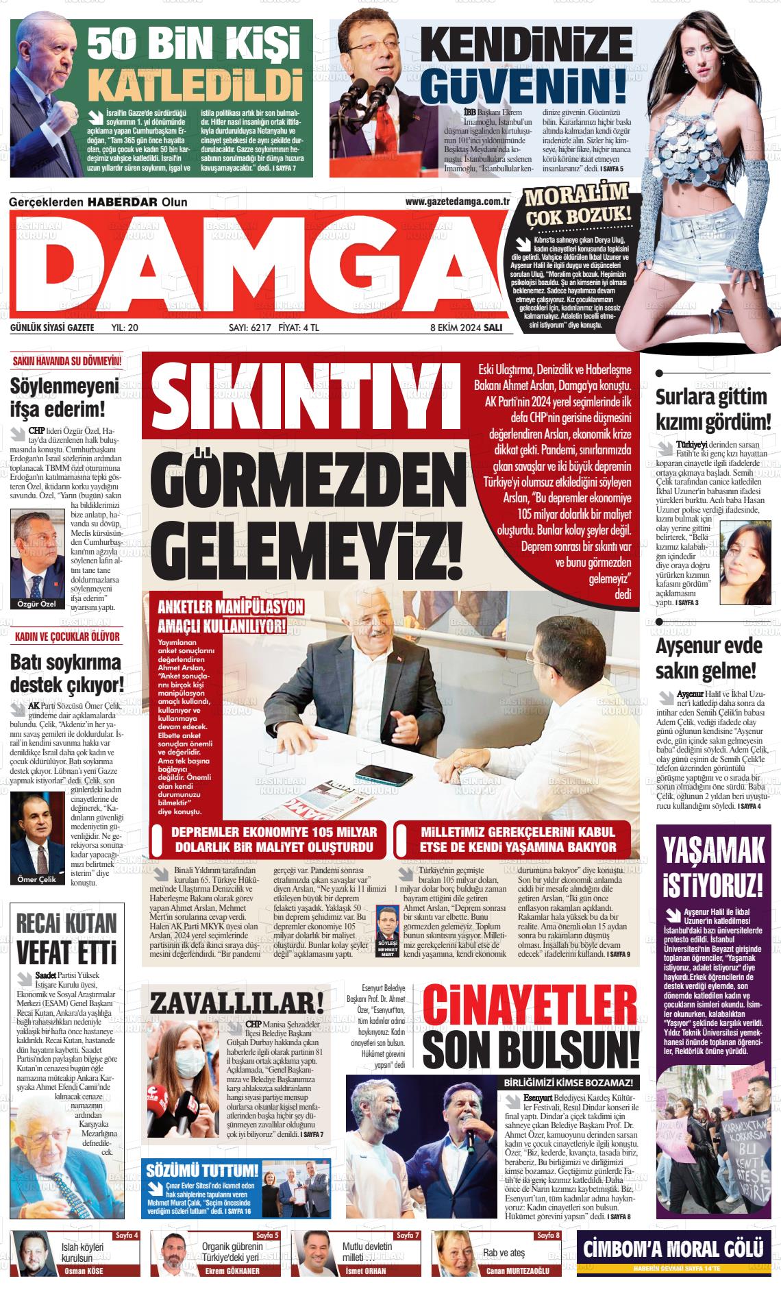 08 Ekim 2024 Gazete Damga Gazete Manşeti