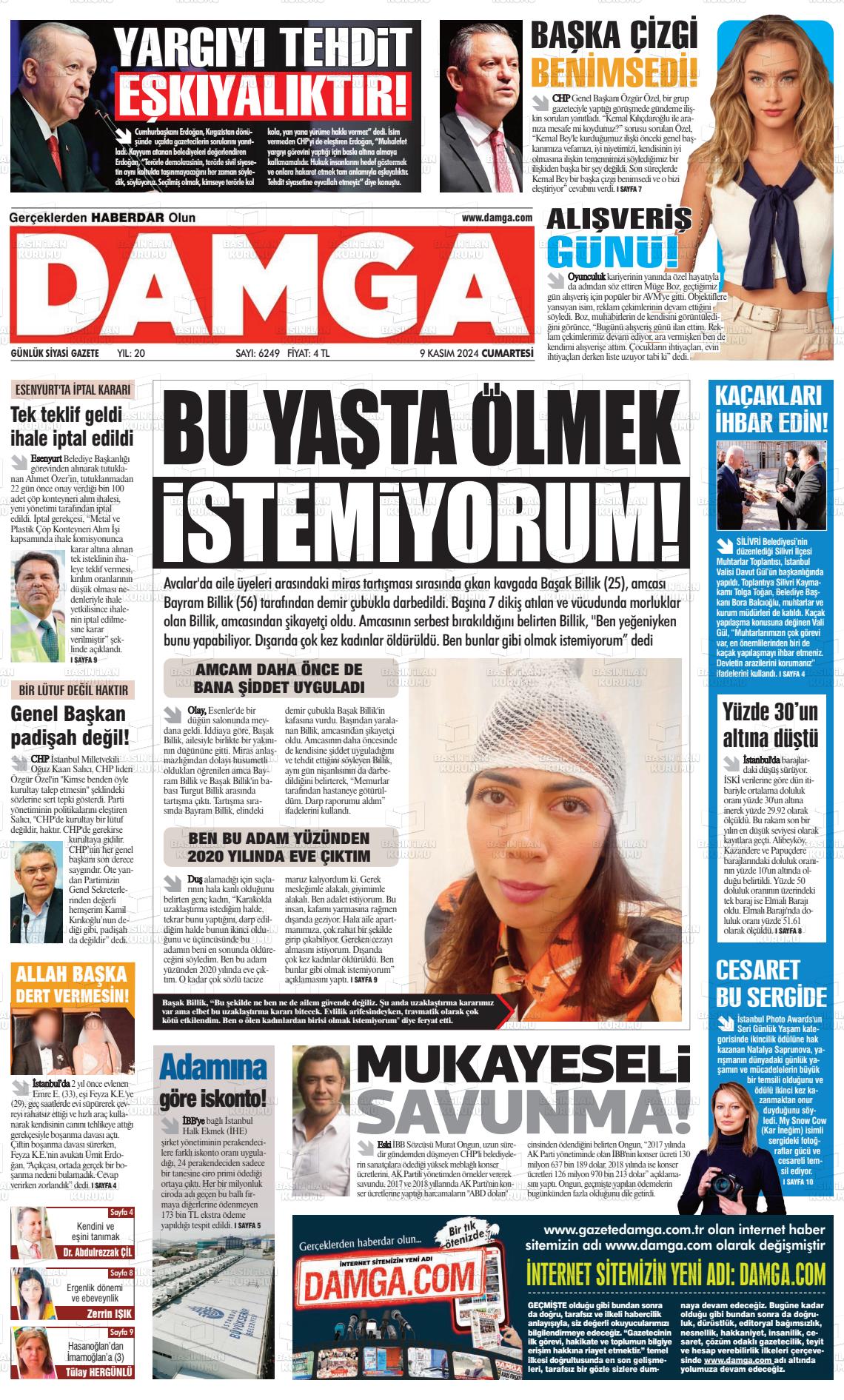 09 Kasım 2024 Gazete Damga Gazete Manşeti