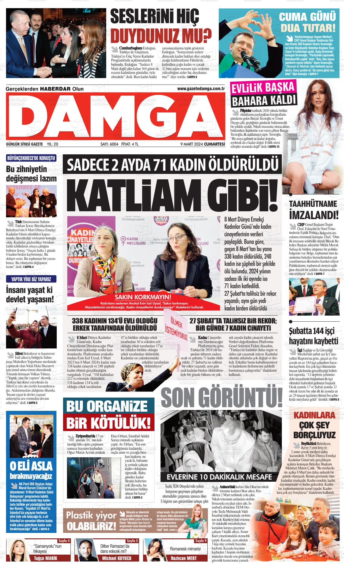 09 Mart 2024 Gazete Damga Gazete Manşeti