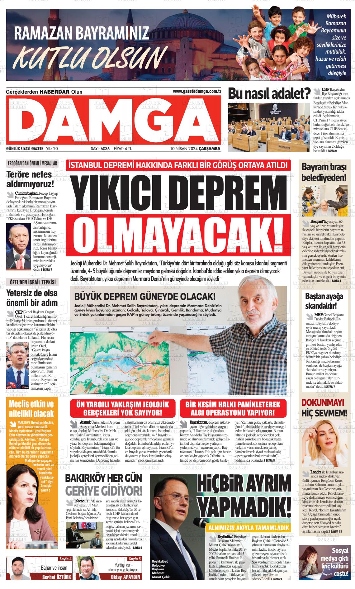 10 Nisan 2024 Gazete Damga Gazete Manşeti