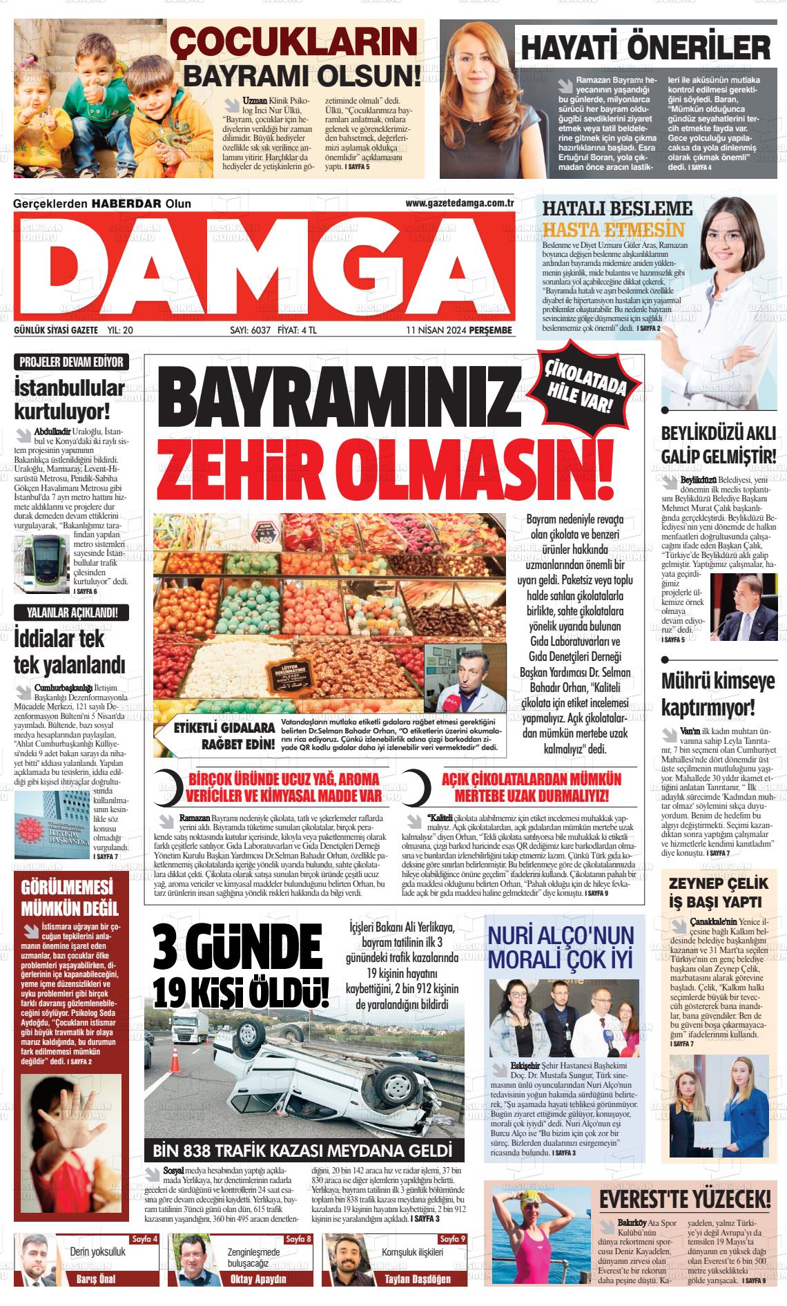 11 Nisan 2024 Gazete Damga Gazete Manşeti