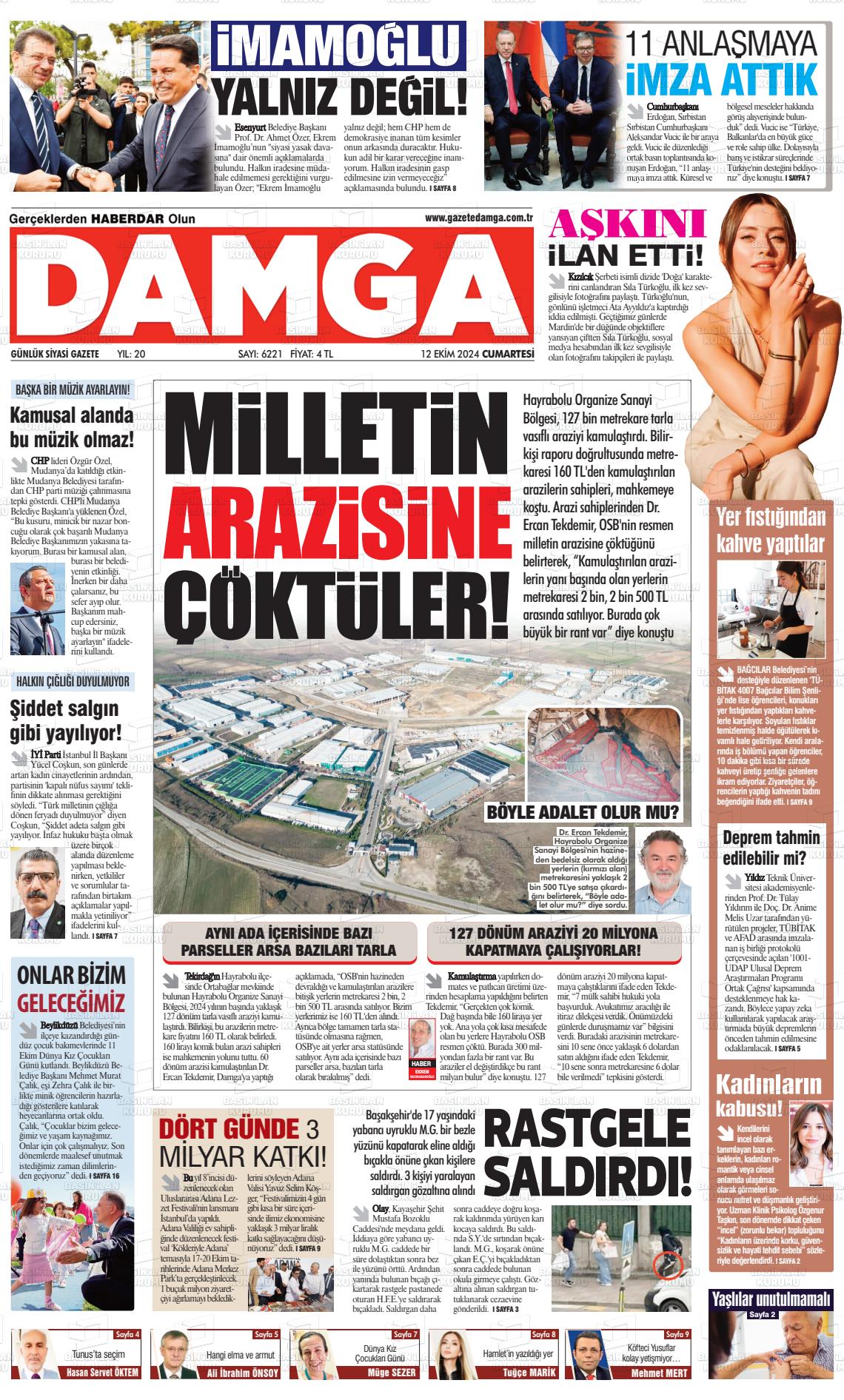 12 Ekim 2024 Gazete Damga Gazete Manşeti