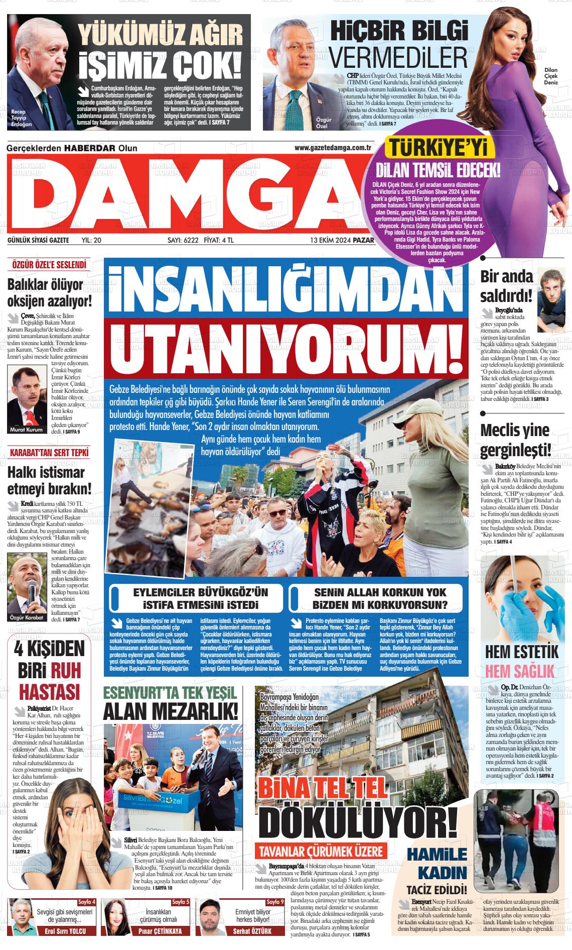 13 Ekim 2024 Gazete Damga Gazete Manşeti