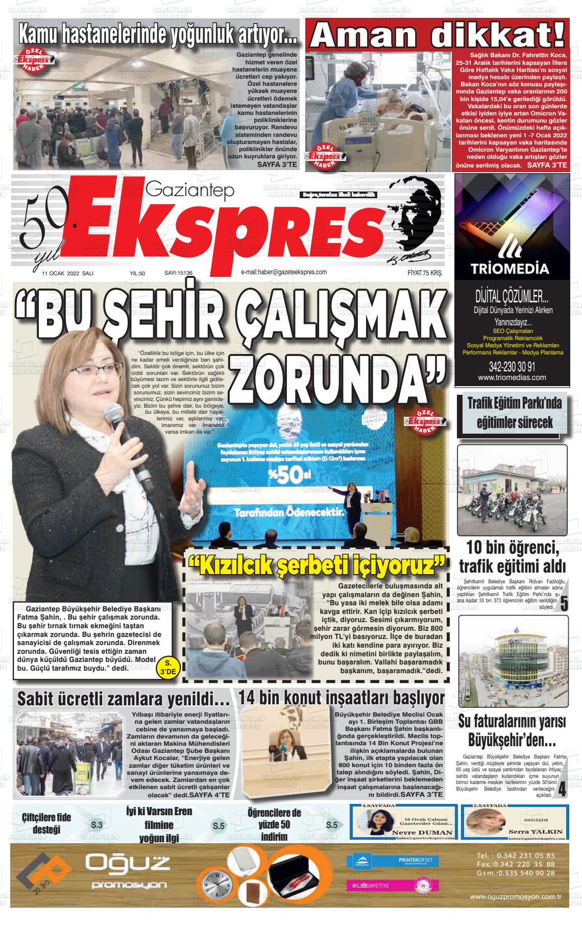 Ocak Tarihli Gaziantep Ekspres Gazete Man Etleri