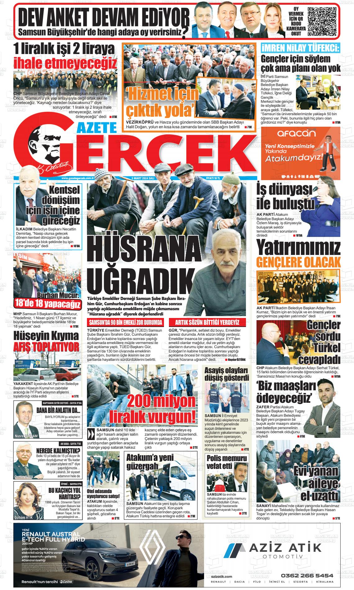 07 Mart 2024 Gazete Gerçek Gazete Manşeti