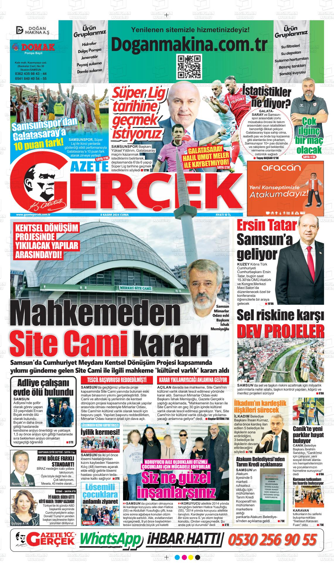 08 Kasım 2024 Gazete Gerçek Gazete Manşeti