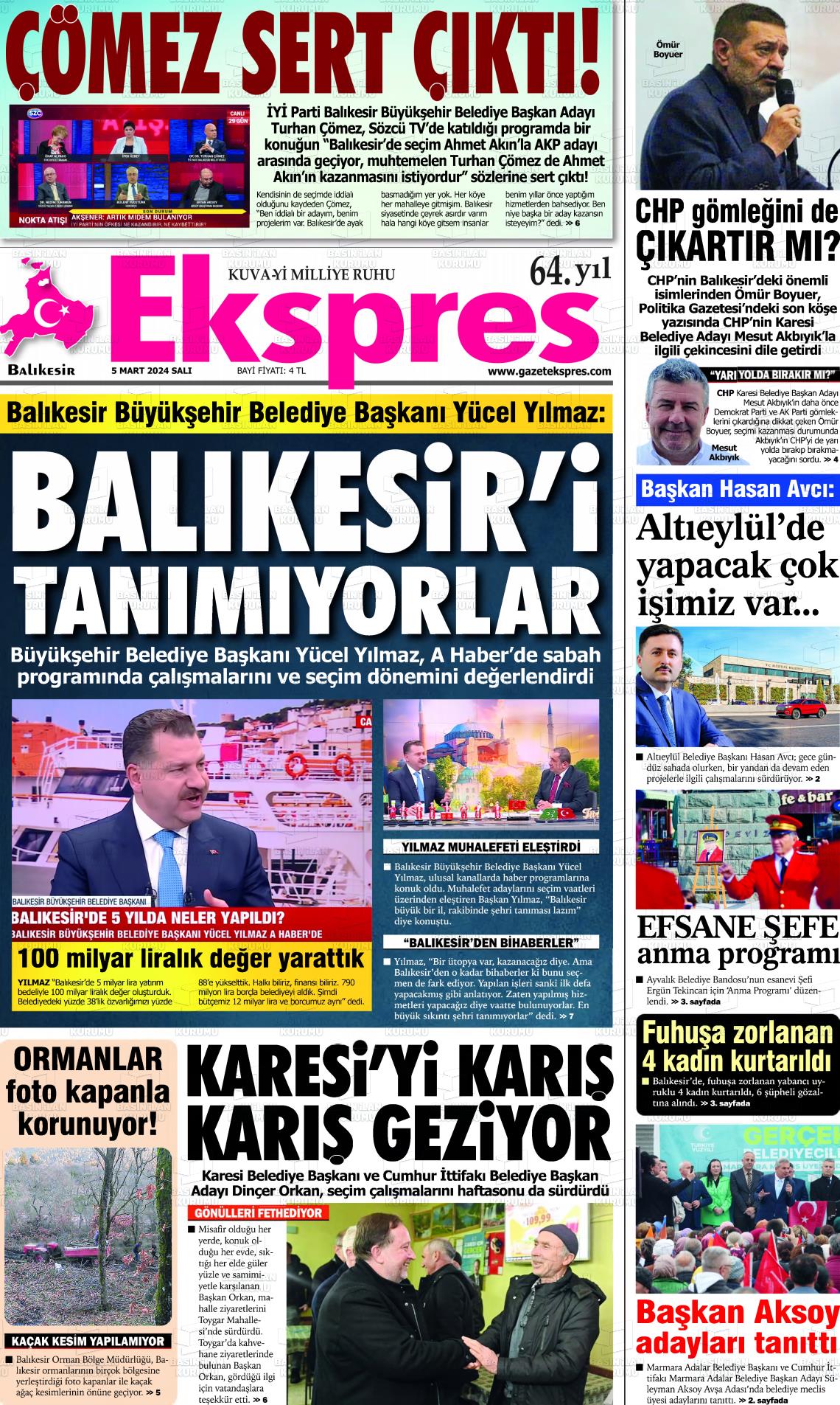 07 Mart 2024 Balikesir Ekspres Gazete Manşeti