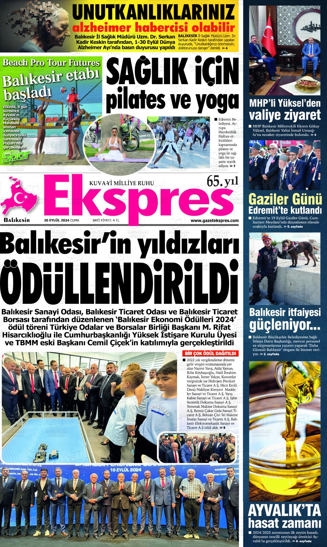 20 Eylül 2024 Balikesir Ekspres Gazete Manşeti