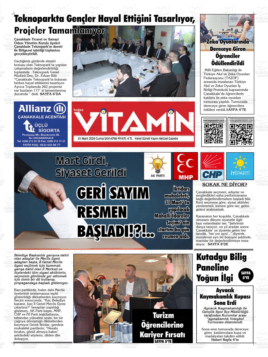 01 Mart 2024 Gazete Vitamin Gazete Manşeti