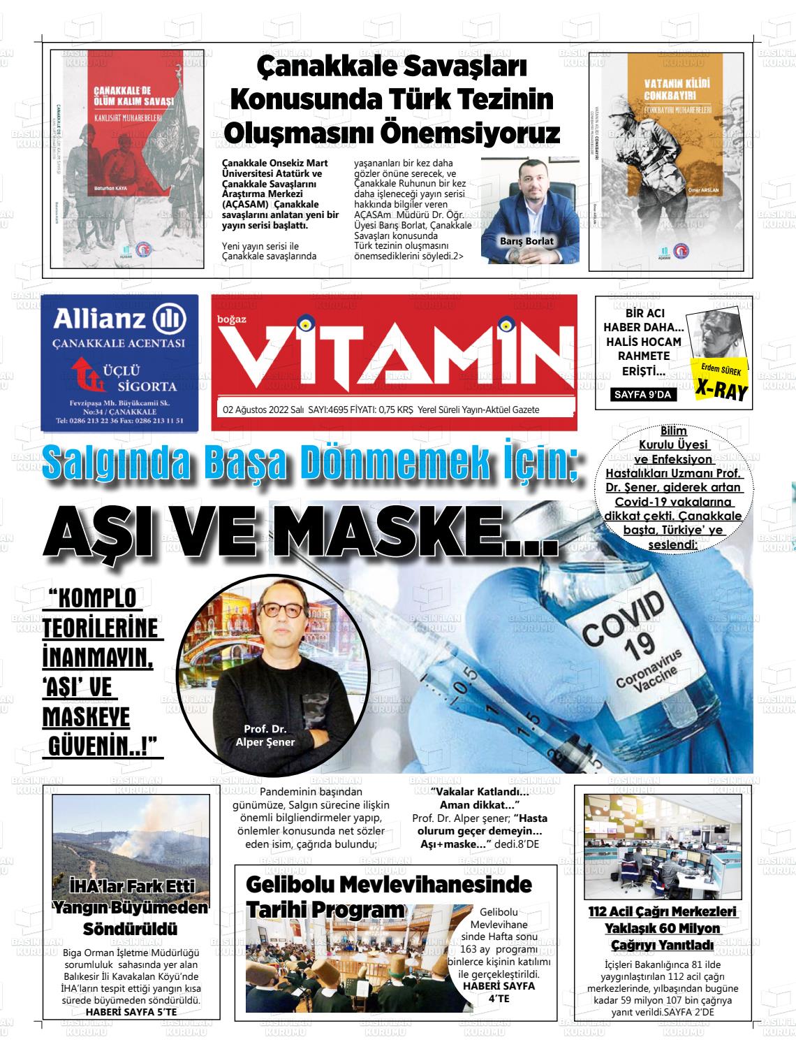 02 Ağustos 2022 Gazete Vitamin Gazete Manşeti