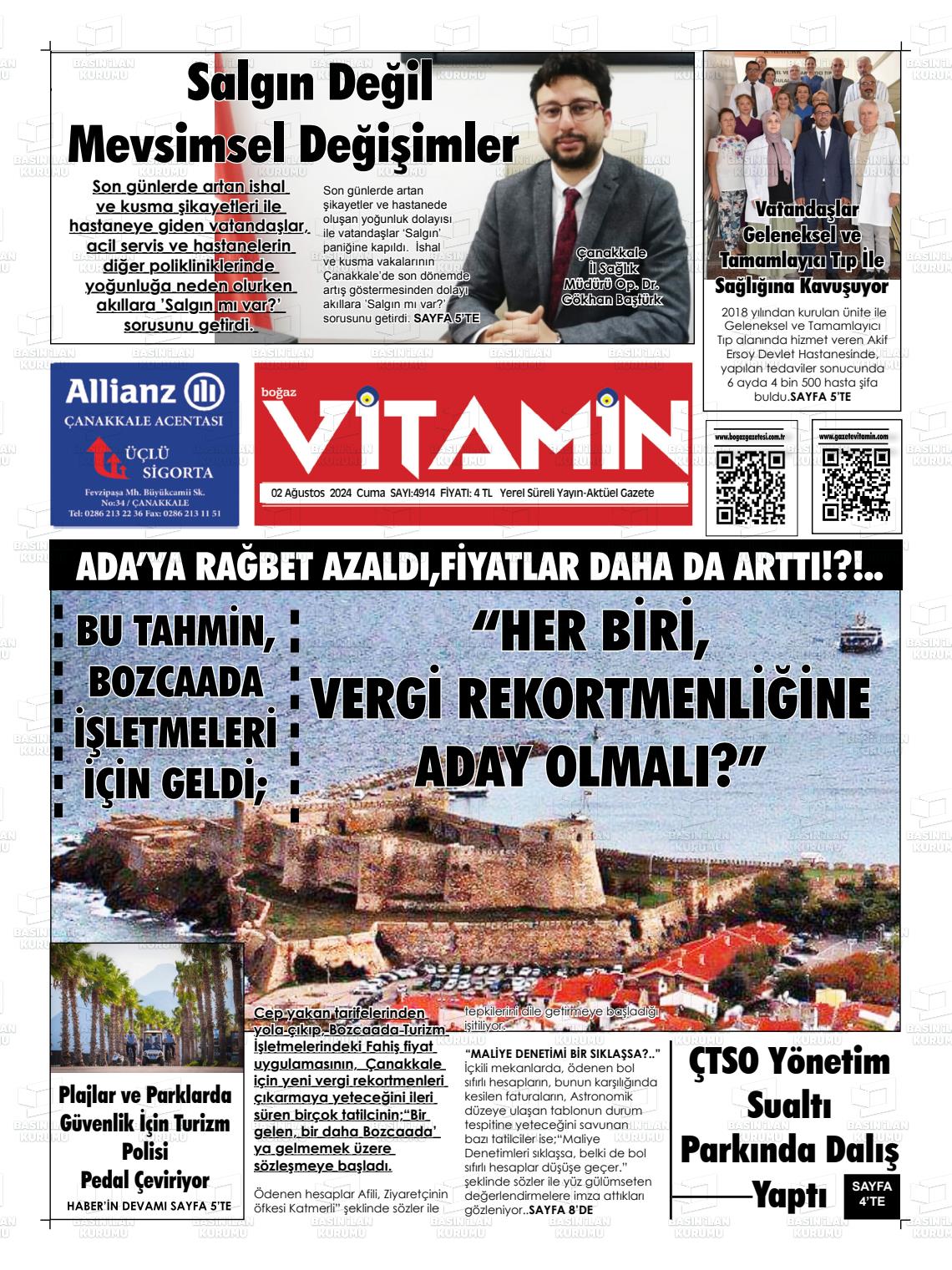 02 Ağustos 2024 Gazete Vitamin Gazete Manşeti