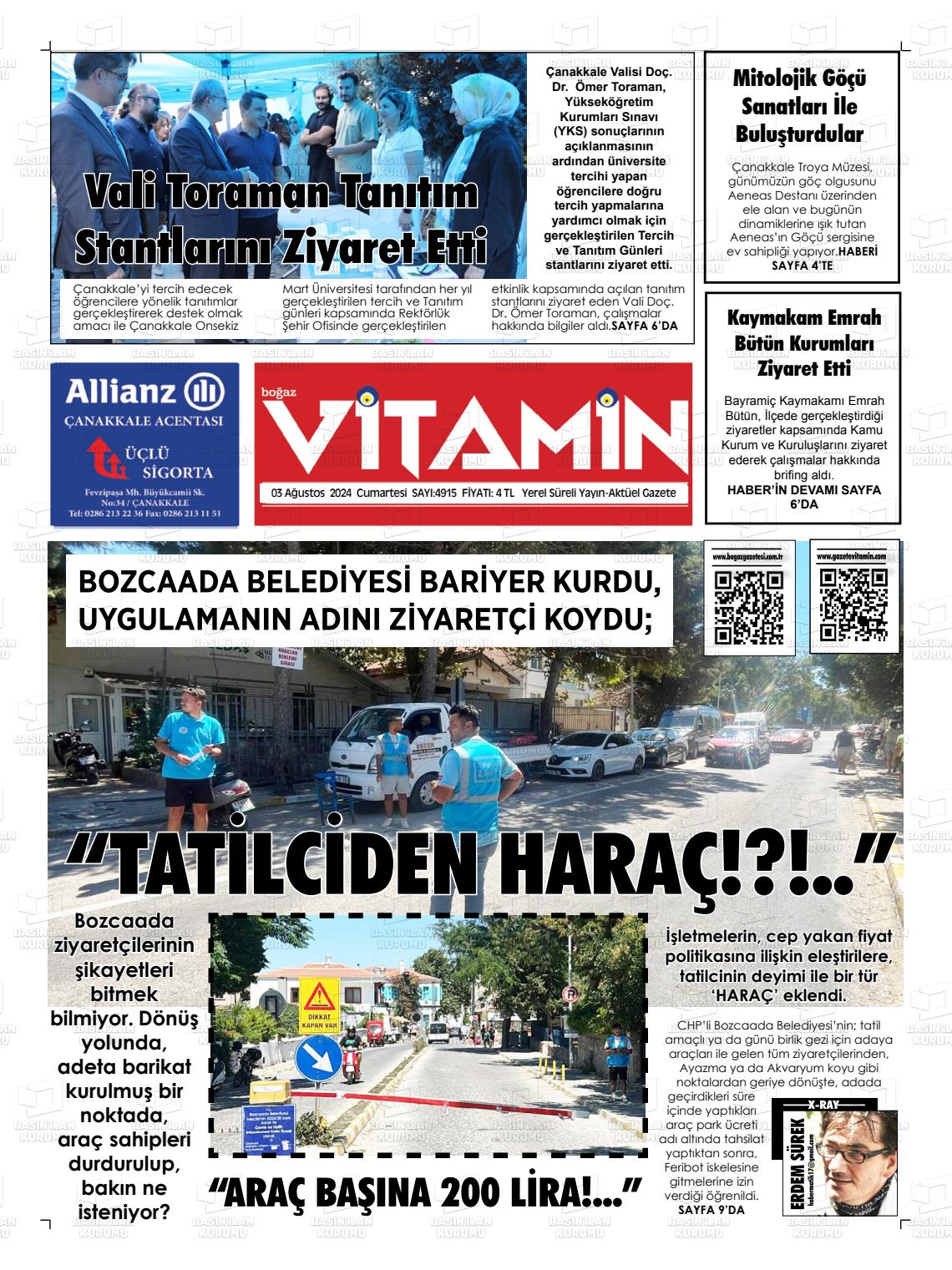 03 Ağustos 2024 Gazete Vitamin Gazete Manşeti