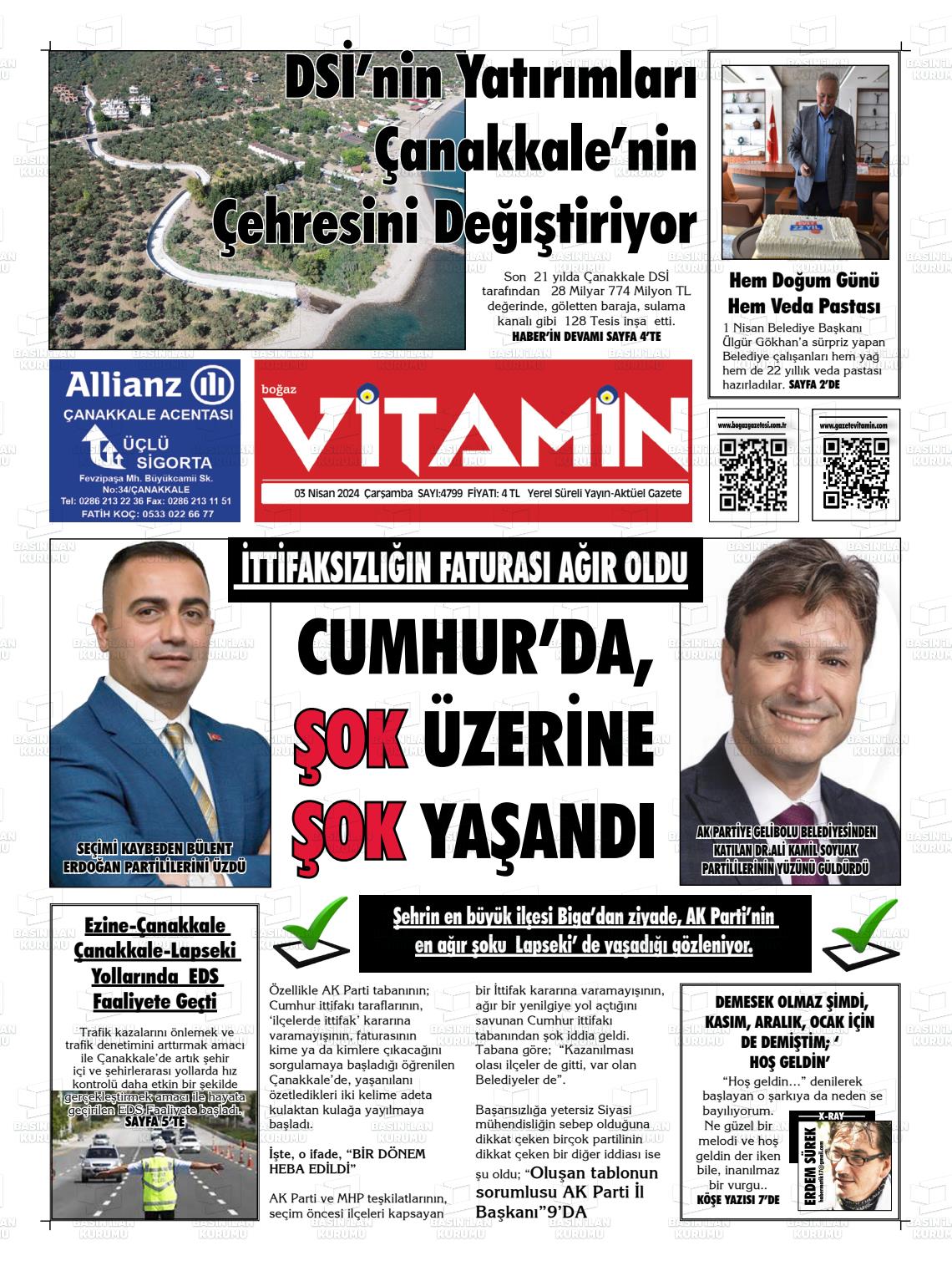 03 Nisan 2024 Gazete Vitamin Gazete Manşeti