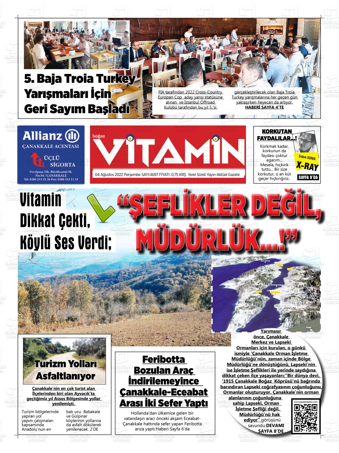 04 Ağustos 2022 Gazete Vitamin Gazete Manşeti