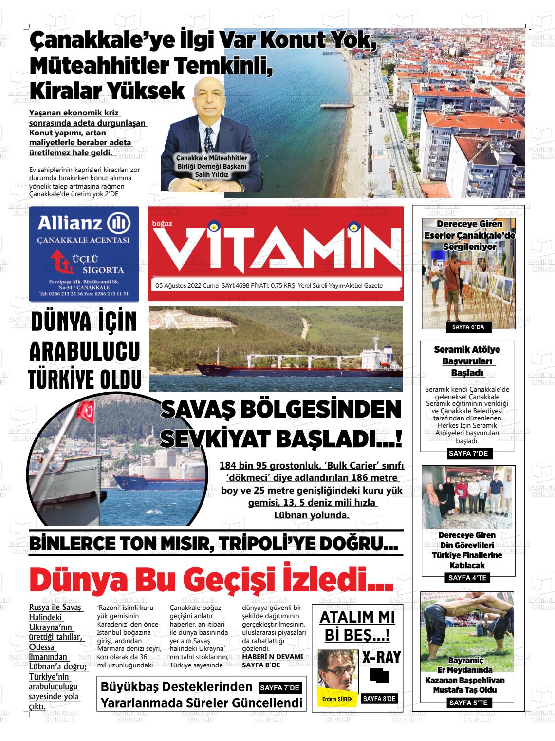 05 Ağustos 2022 Gazete Vitamin Gazete Manşeti